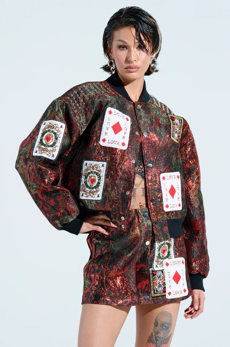 SHOW YOUR CARDS BROCADE BOMBER - Image 3