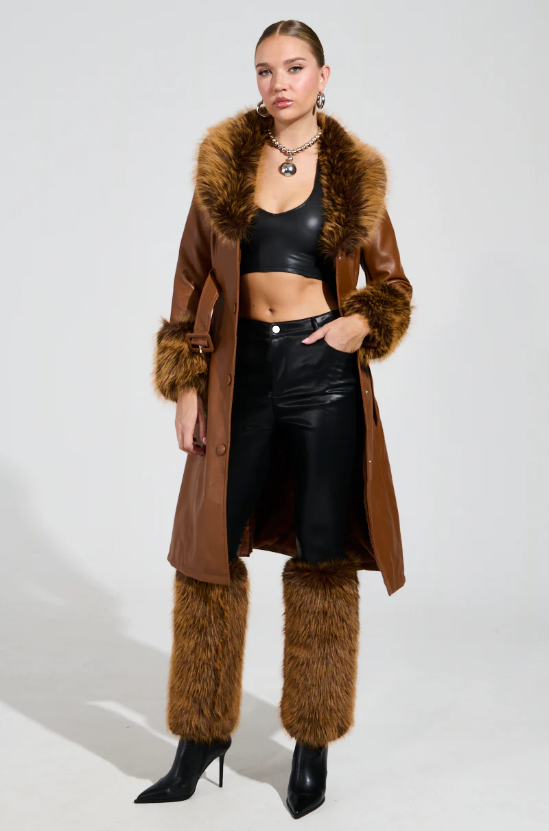 SIREN FUR TRIM FAUX LEATHER PANTS - Image 2