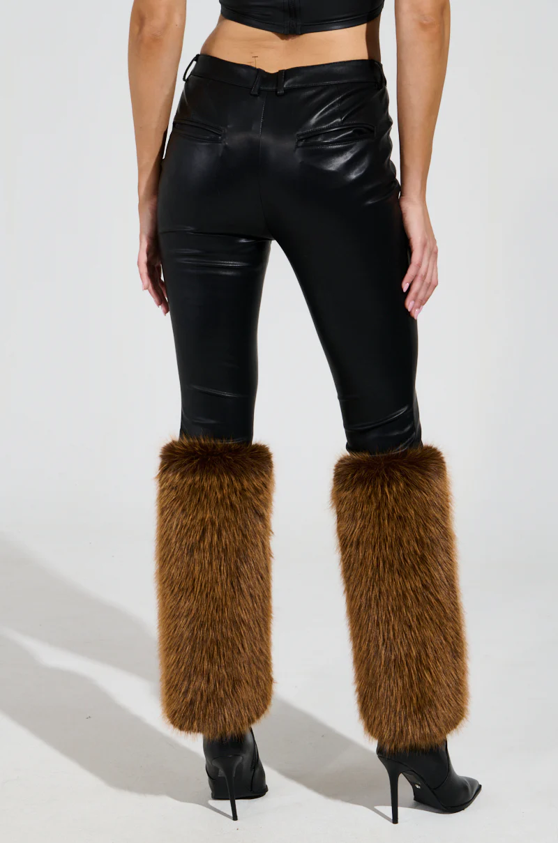 SIREN FUR TRIM FAUX LEATHER PANTS - Image 5