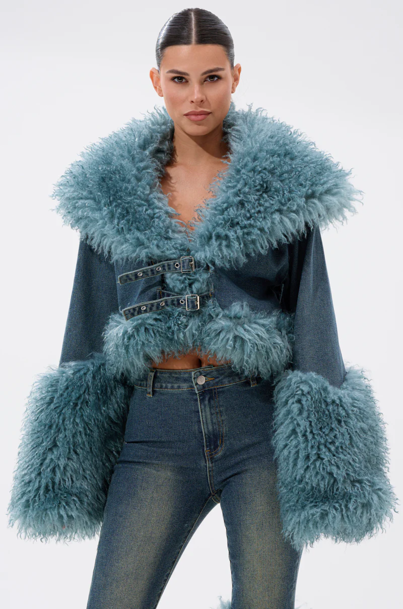SIT PRETTY FUR TRIM DENIM JACKET - Image 7