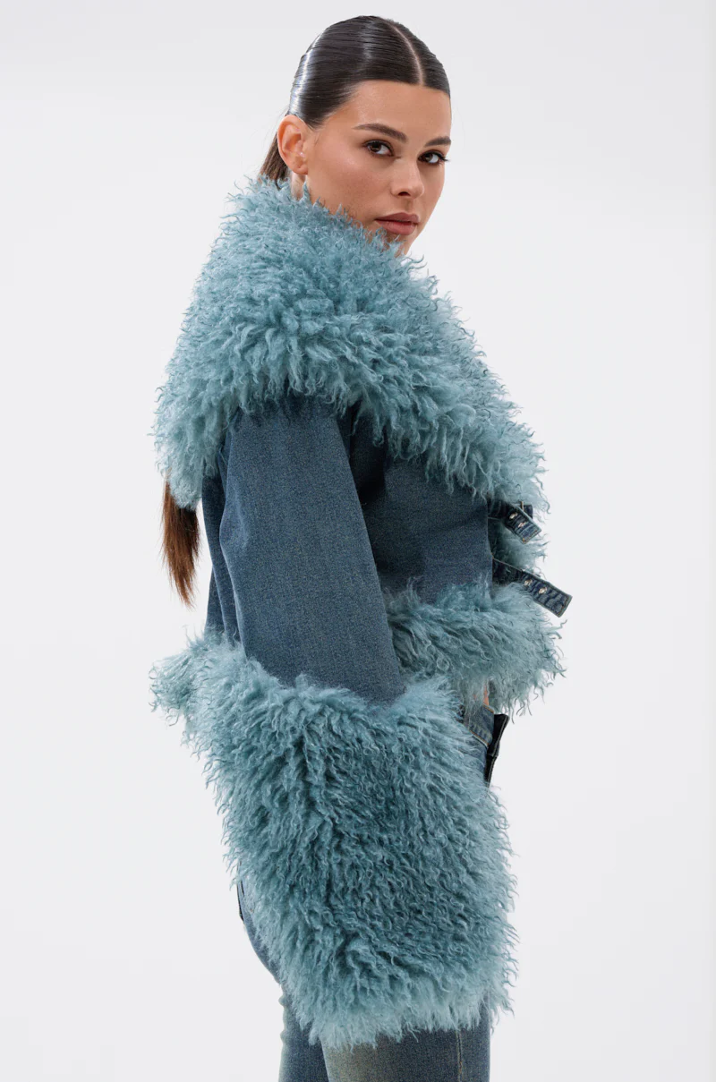 SIT PRETTY FUR TRIM DENIM JACKET - Image 8