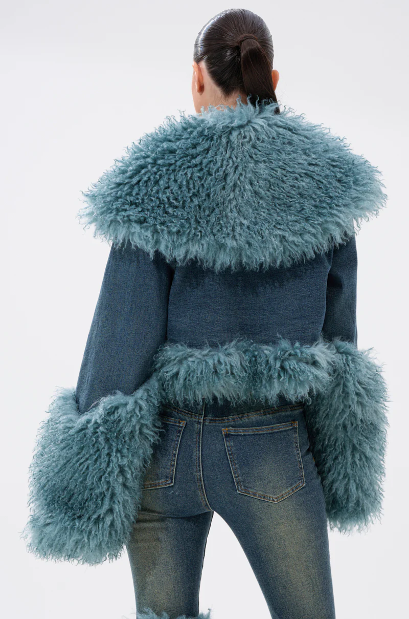 SIT PRETTY FUR TRIM DENIM JACKET - Image 9