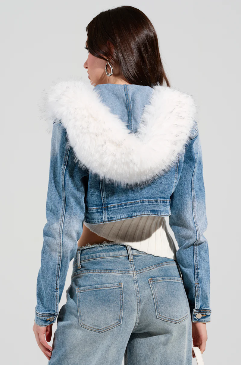 SITTING PRETTY FUR TRIM DENIM JACKET - Image 7