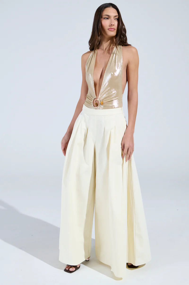 SLINKY FOIL GEM BODYSUIT IN TAUPE - Image 6