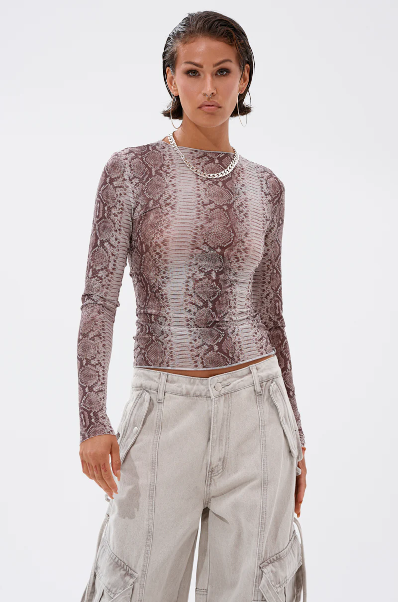 SNAKE CHARMER LONG SLEEVE MESH TOP - Image 2