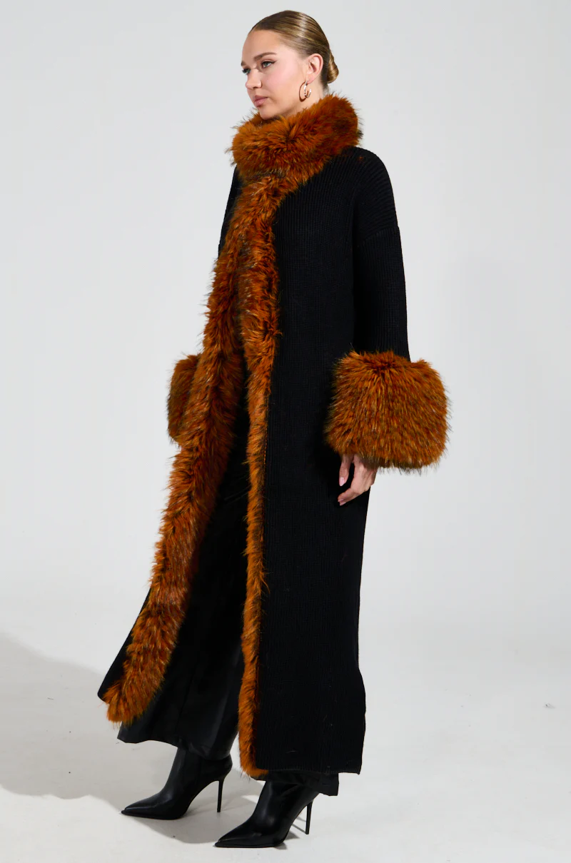 SNOWY NIGHT LONG CARDIGAN IN BLACK - Image 5