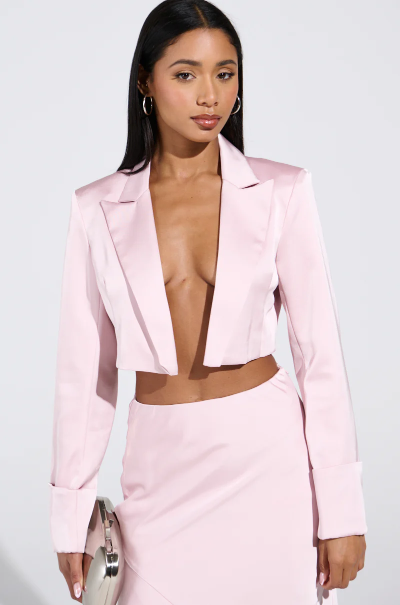 SOFIA CROPPED SATIN BLAZER - Image 2