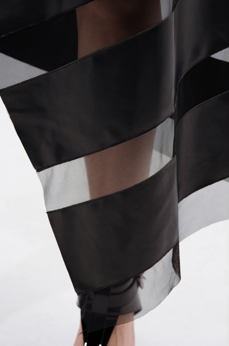 SOMETHING DIFFERENT MESH MIDI SKIRT WITH FAUX LEATHER - Image 8