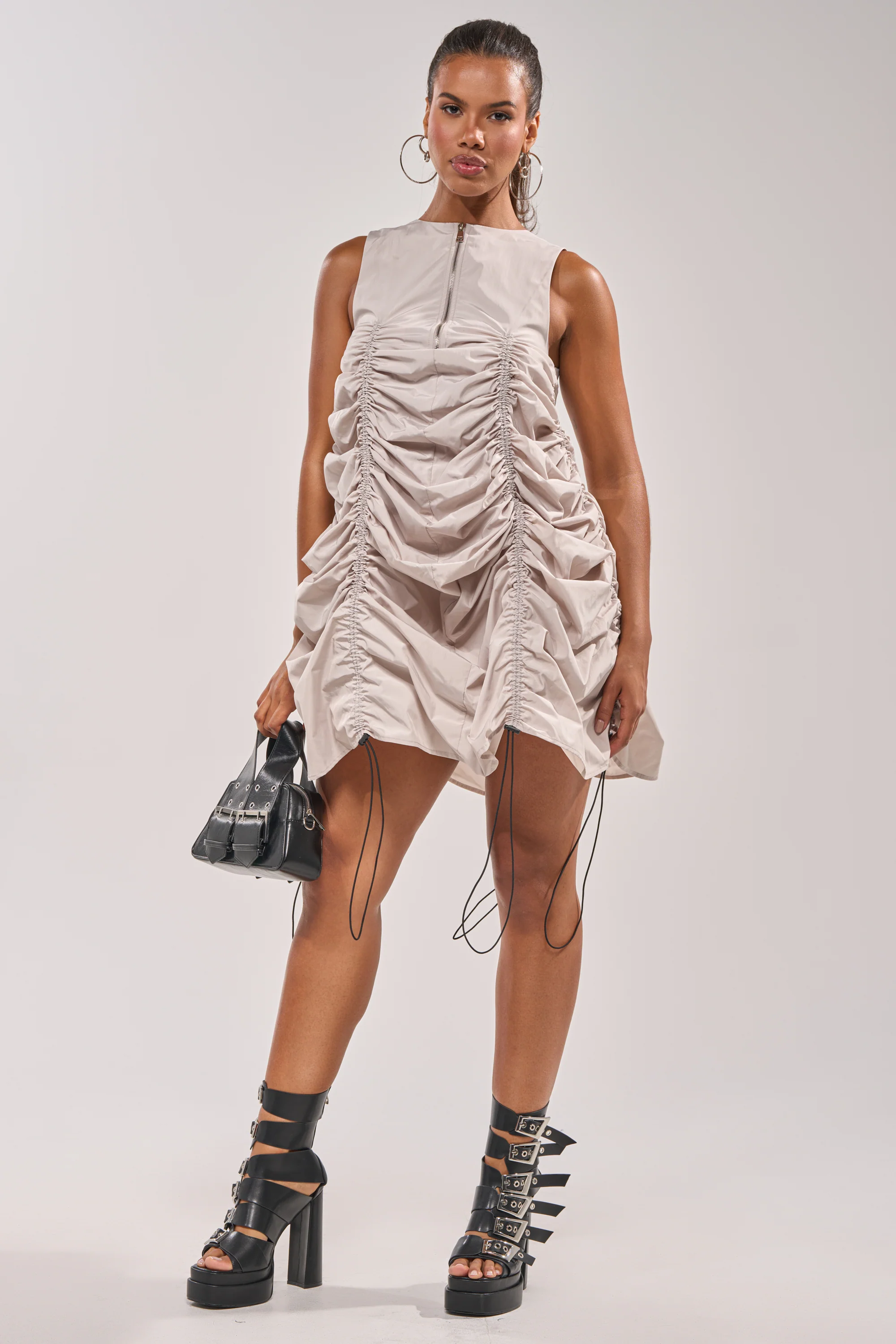 SORRY NOT SORRY NYLON CINCH MINI DRESS - Image 9