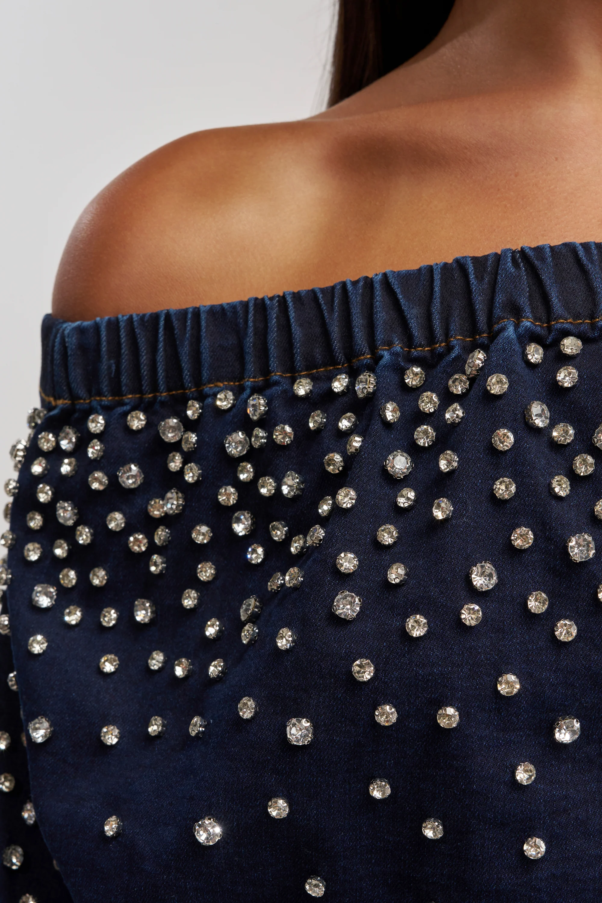 SPARKLE SPARKLE EMBELLISHED DENIM SWEATSHIRT - Image 7