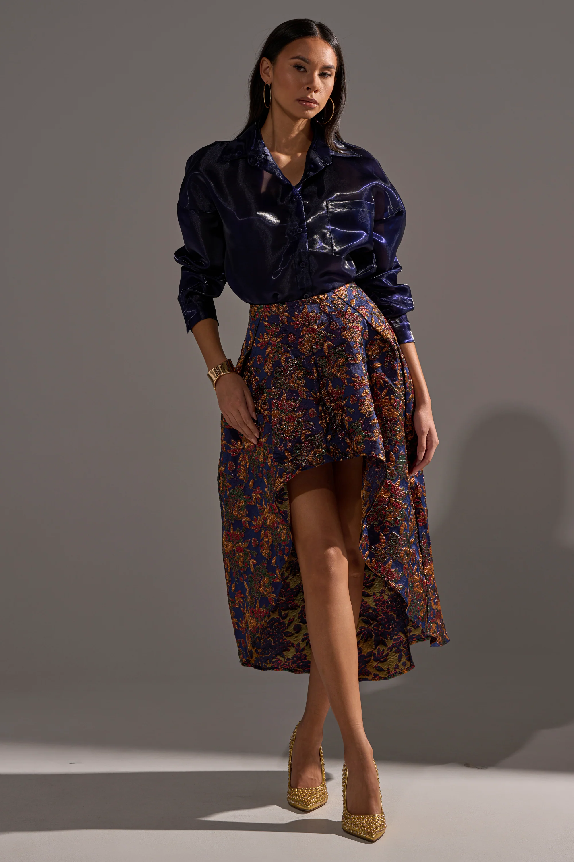 STAR OF THE NIGHT BROCADE MIDI SKIRT - Image 5