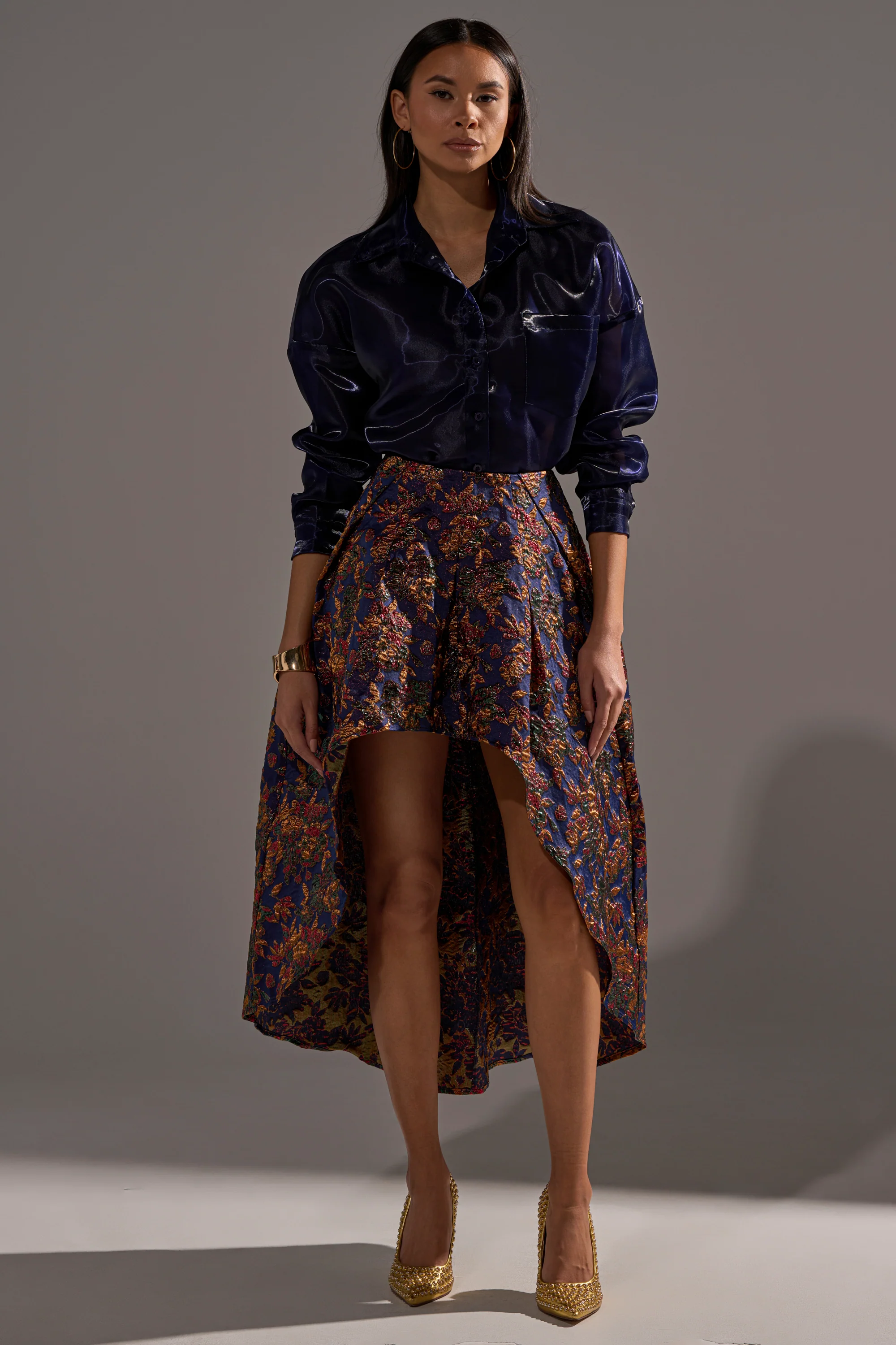 STAR OF THE NIGHT BROCADE MIDI SKIRT - Image 6