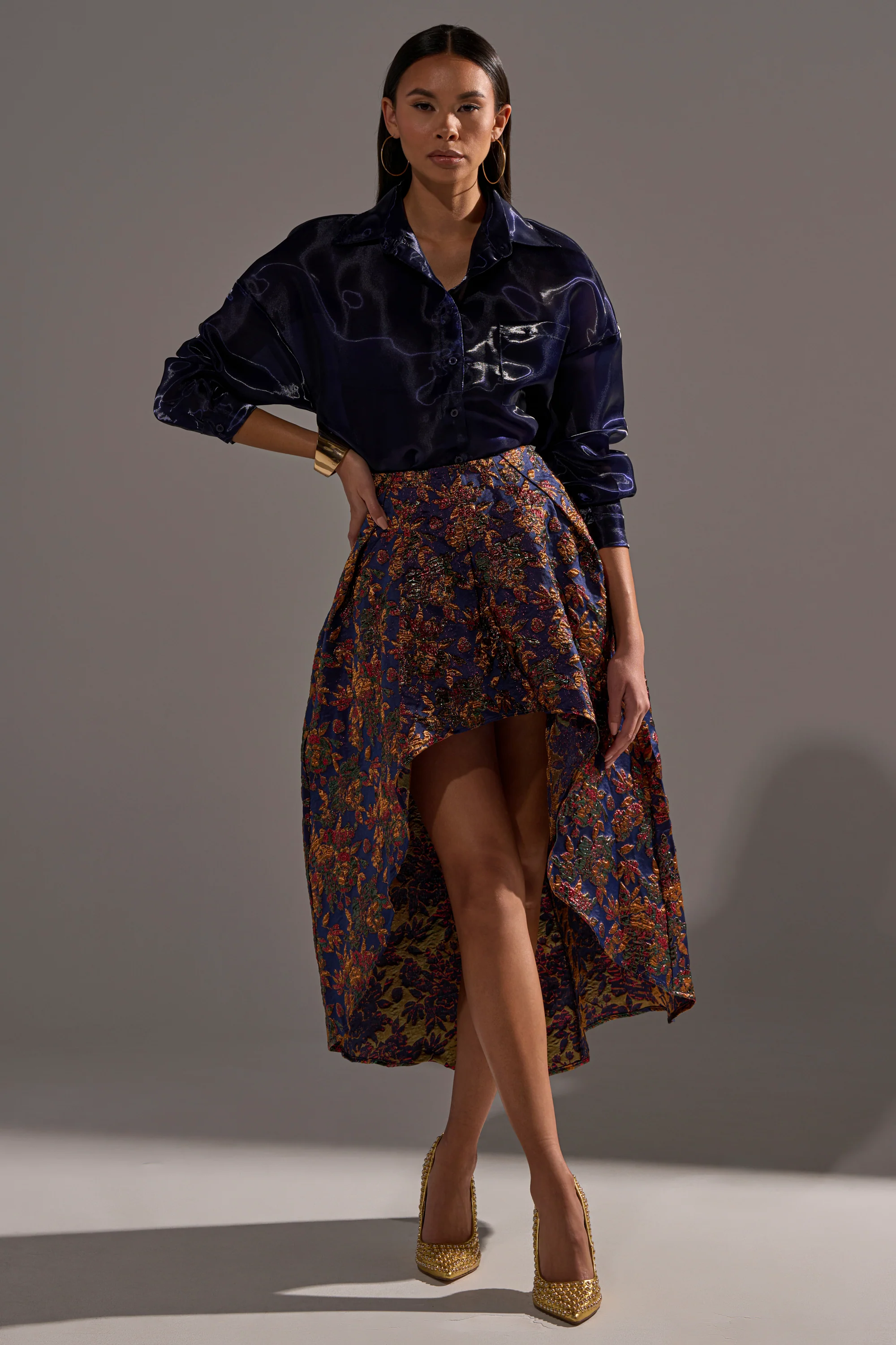 STAR OF THE NIGHT BROCADE MIDI SKIRT - Image 7