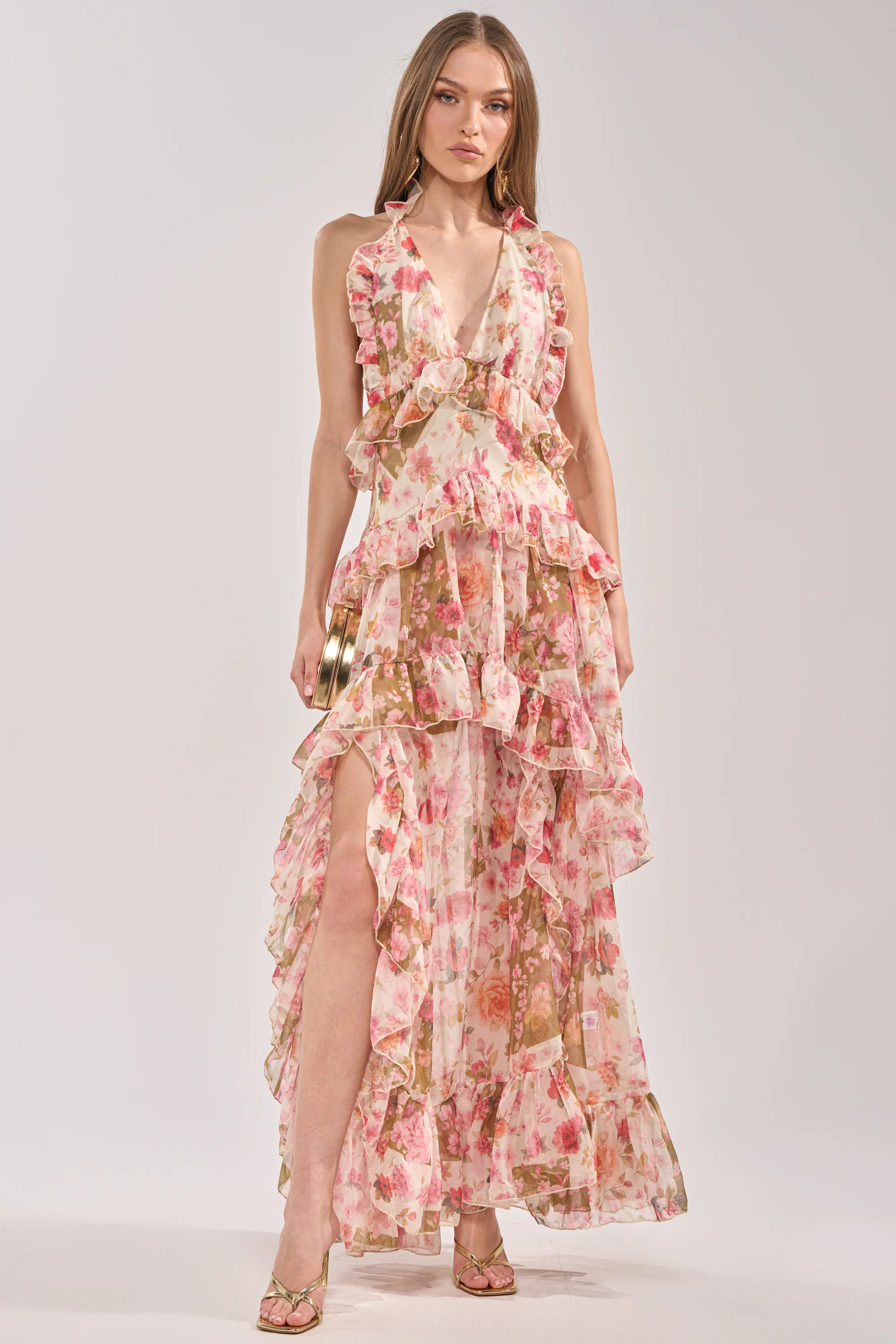 SUMMER STROLL FLORAL CHIFFON MAXI DRESS - Image 2