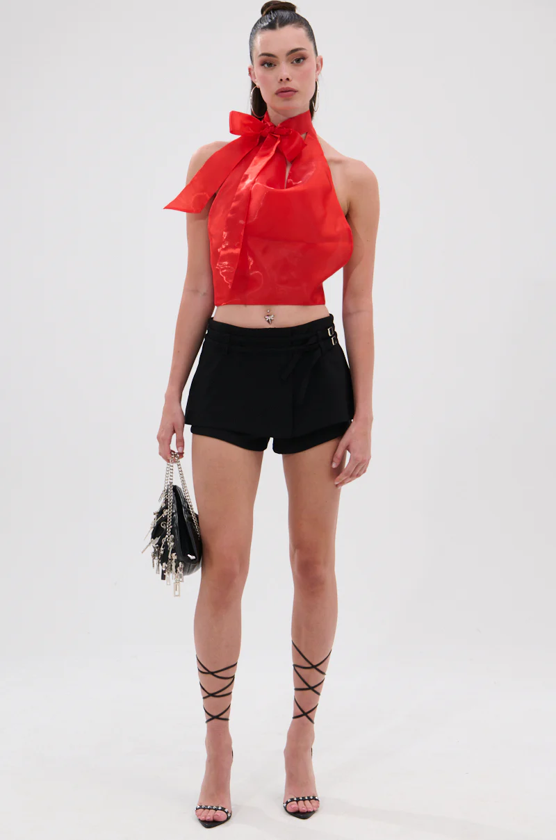 SUNSHINE COWL NECK SATIN BLOUSE IN ORANGE - Image 6