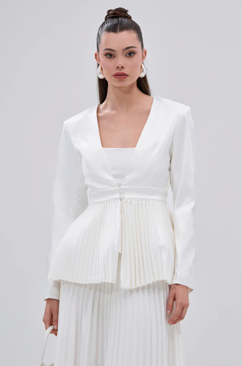 SWEET THING PLEATED SATIN BLAZER - Image 3