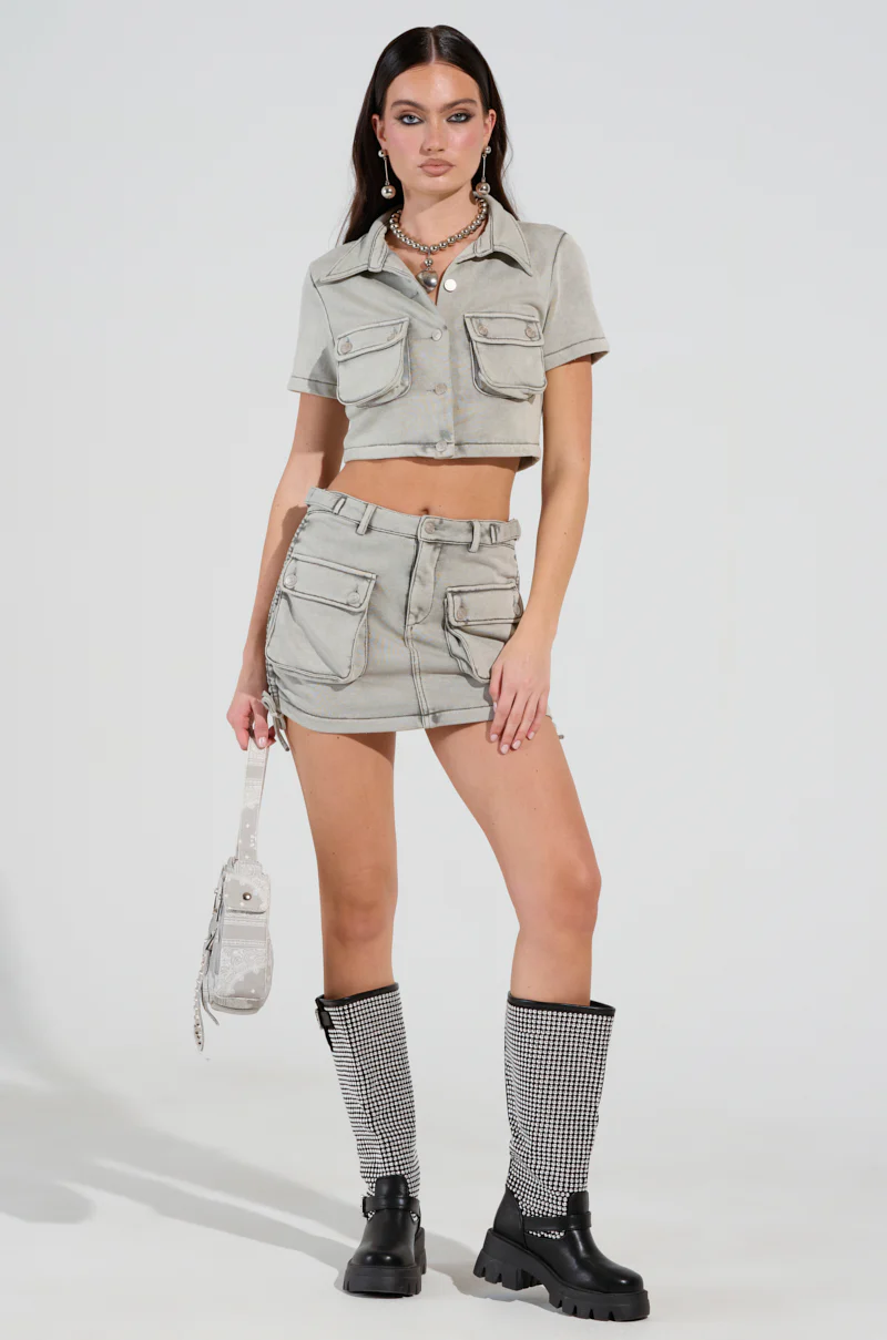 TATIANA MINERAL WASHED CROPPED BUTTON DOWN - Image 6