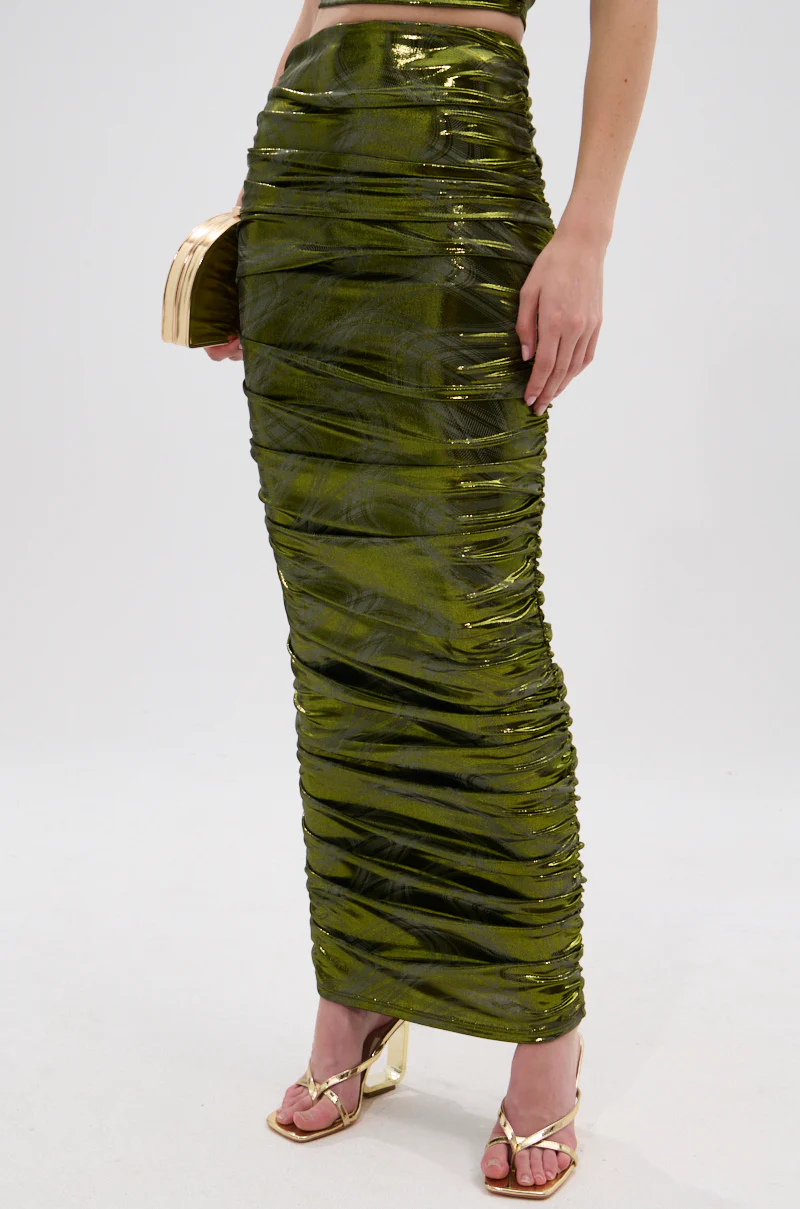 TAYLOR METALLIC RUCHED MAXI SKIRT - Image 3