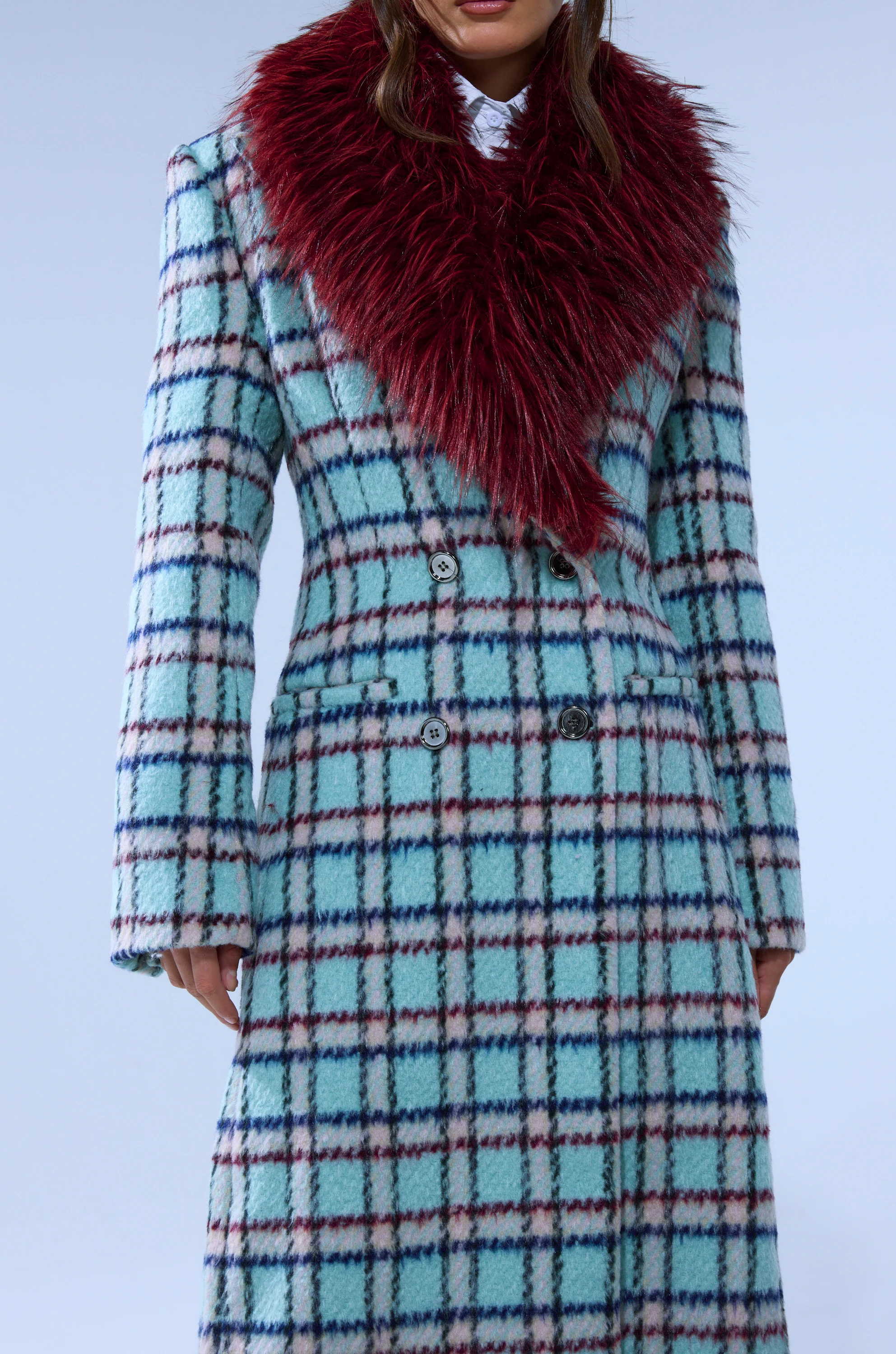 TEA FOR TWO FUR TRIM TRENCH IN BLUE - Image 10