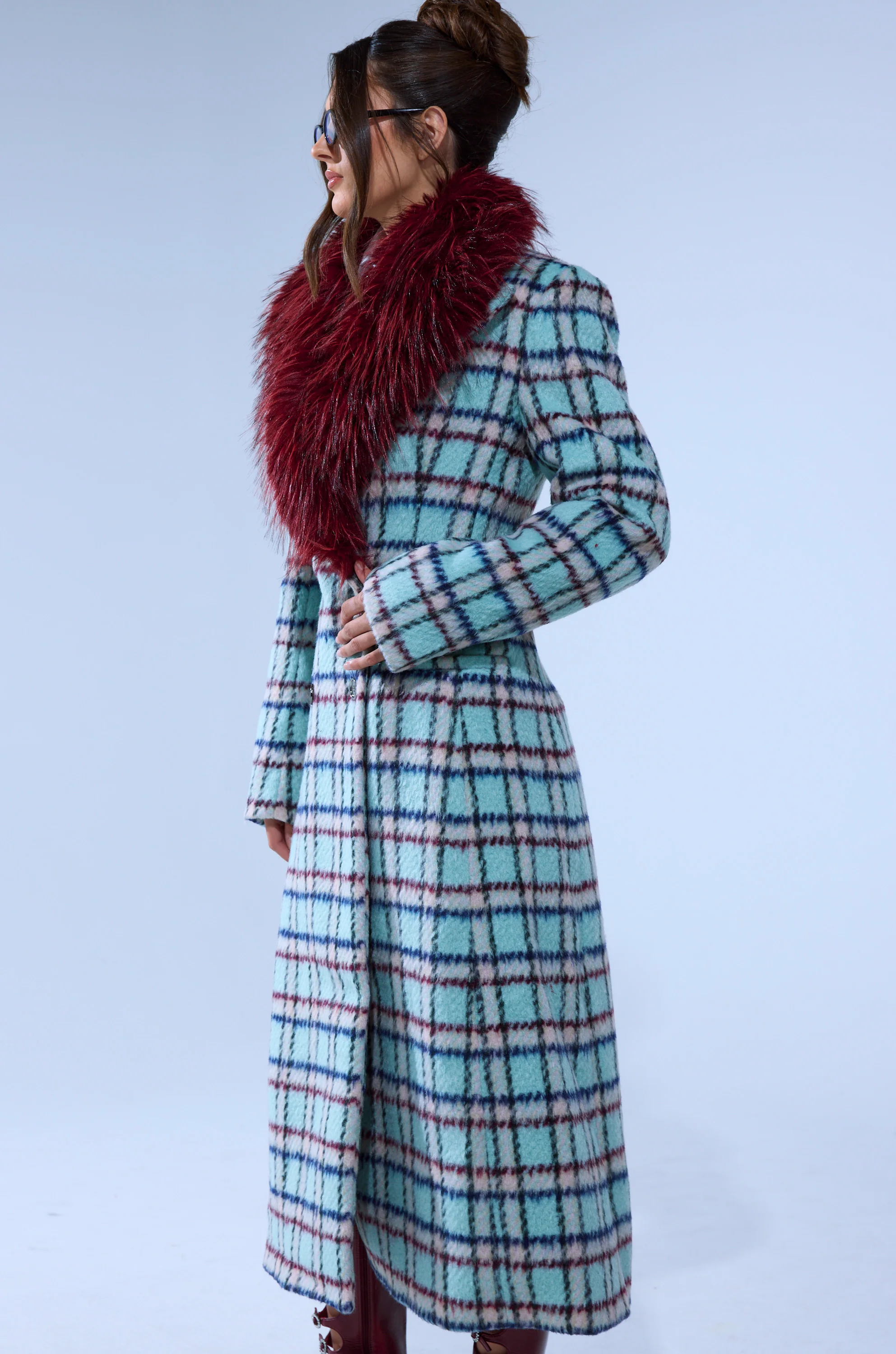 TEA FOR TWO FUR TRIM TRENCH IN BLUE - Image 8
