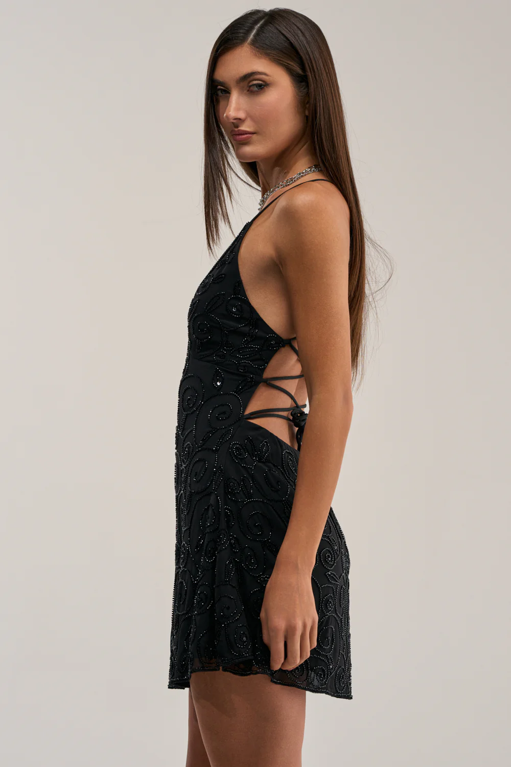 TEMPTED TONIGHT EMBELLISHED MINI DRESS - Image 4