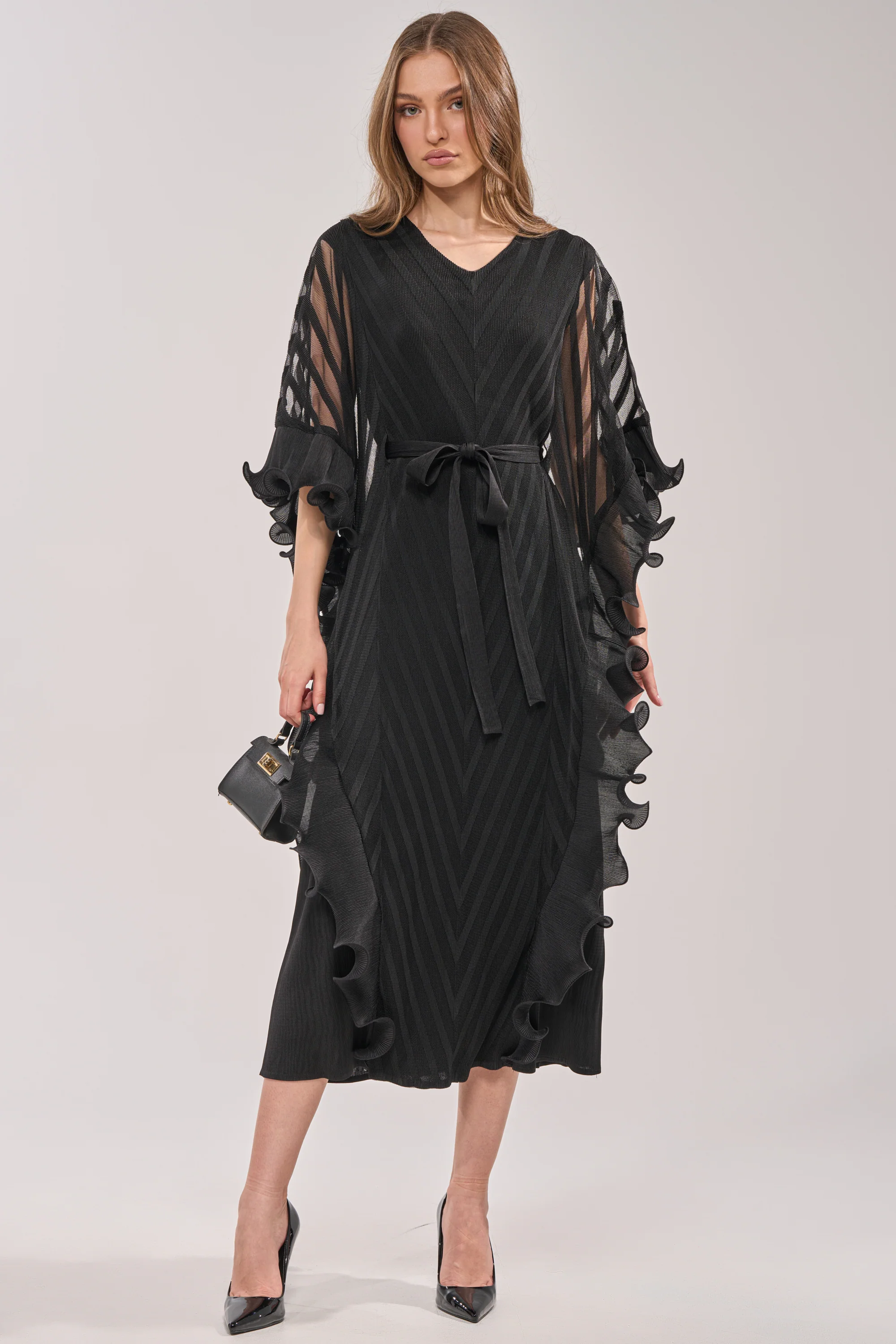 THE NIGHT GOES ON RUFFLE MAXI DRESS IN BLACK - Image 2