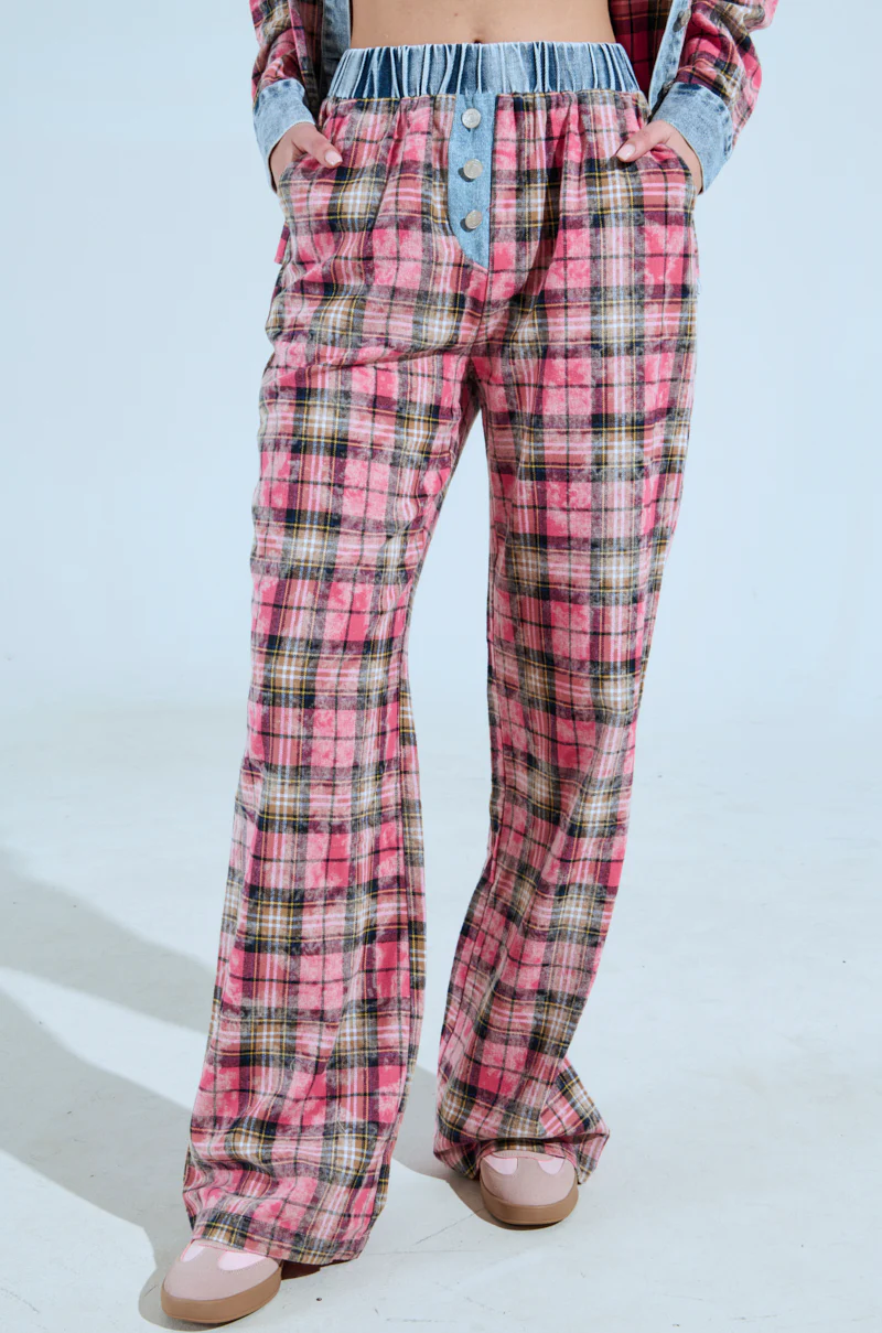 THE ONE PINK PLAID WIDE LEG PANT - Image 2