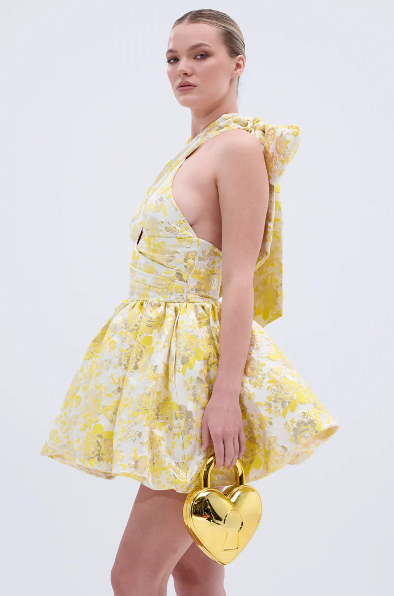 THE TOPIC AND TOP PICK BROCADE MINI DRESS IN YELLOW - Image 3