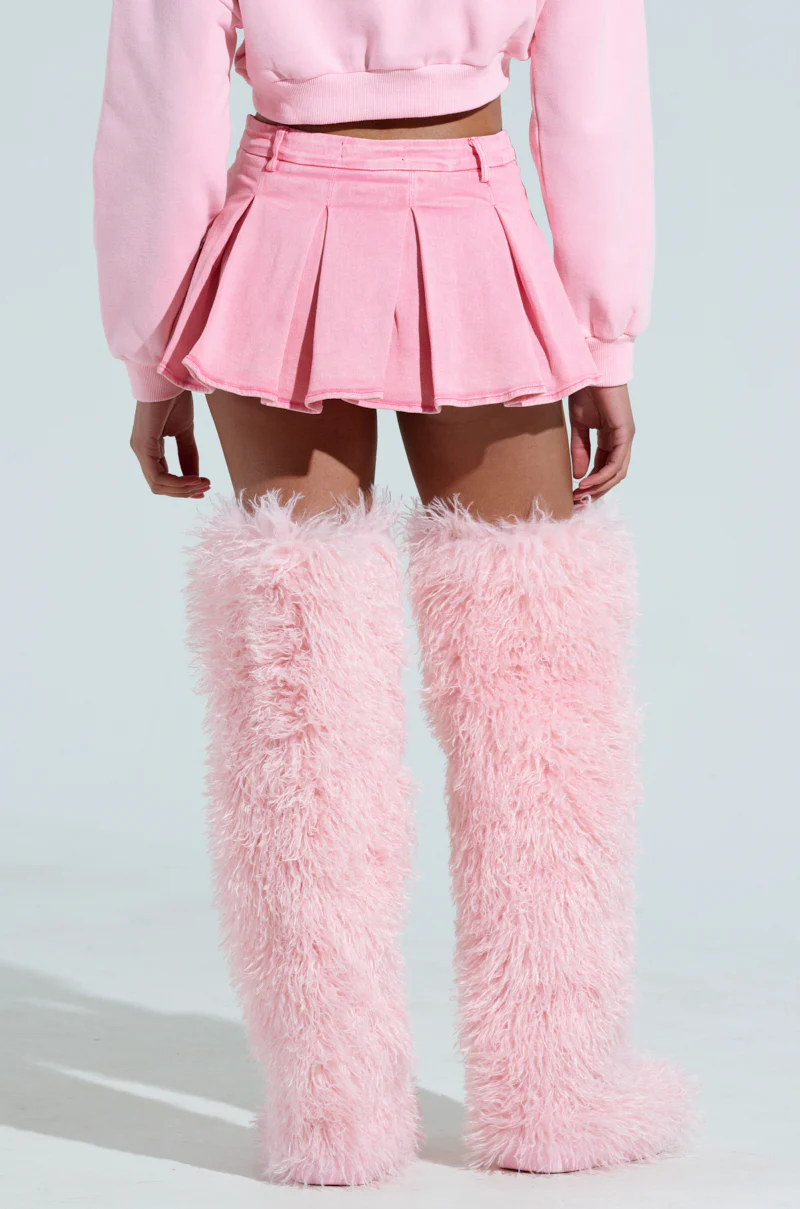 THOUGHT I KNEW YOU PINK DENIM PLEATED MINI SKIRT - Image 6