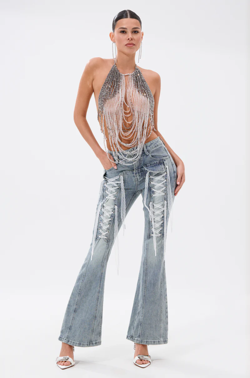 TIED UP FLARE JEANS - Image 2