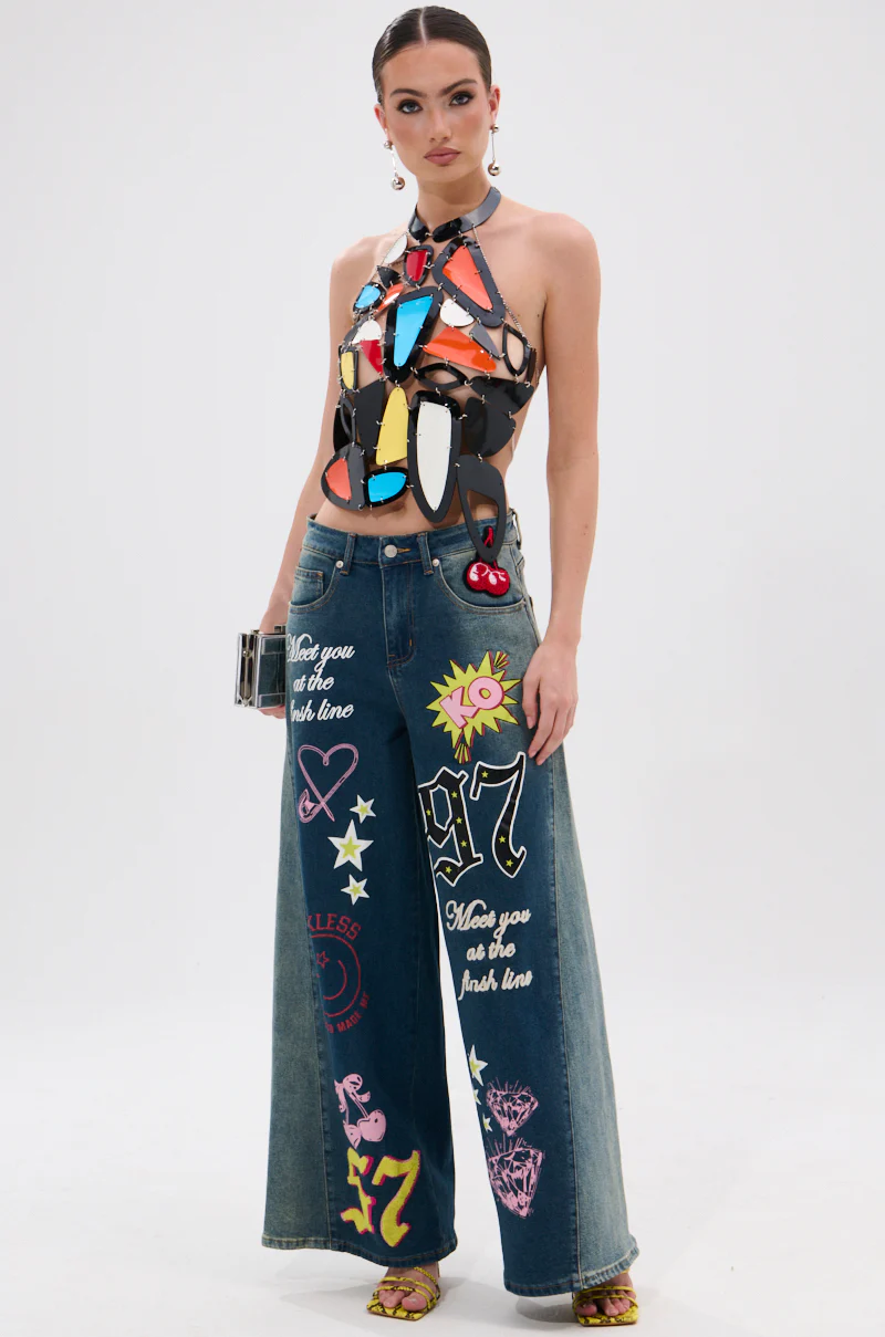 TKO GRAPHIC WIDE LEG DENIM JEAN - Image 7