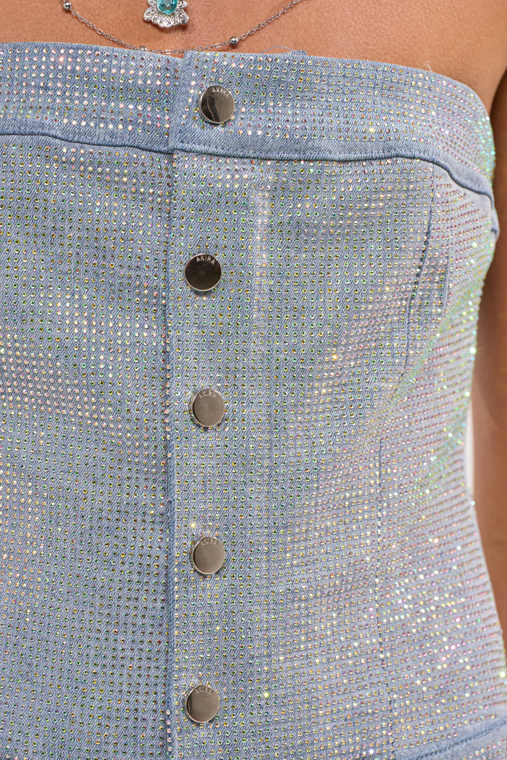 TOO FLY RHINESTONE DENIM JUMPSUIT - Image 9