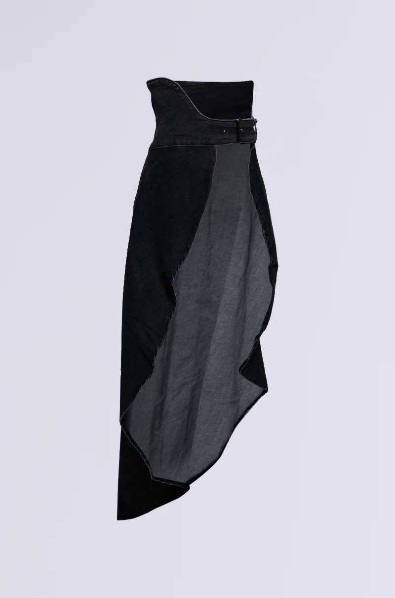 TOO TUFF GREY DENIM BELT SKIRT