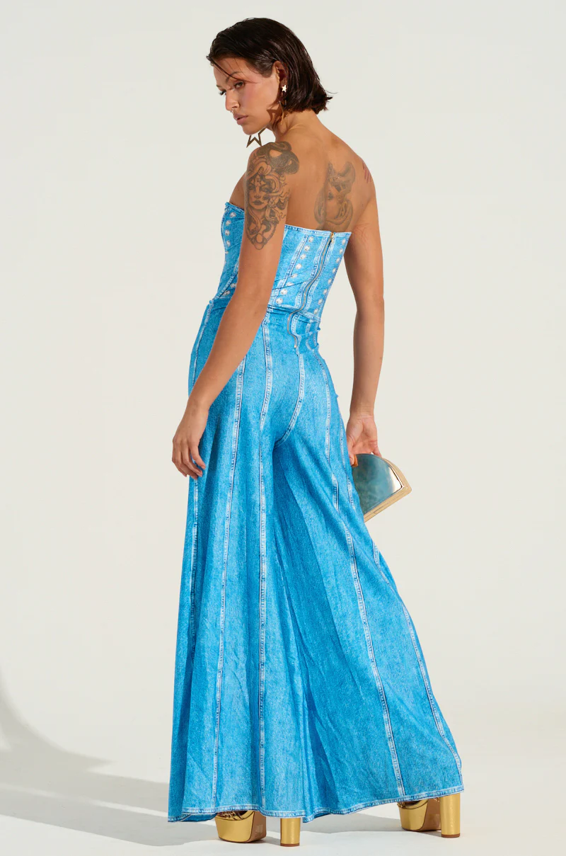 TOUCH ME DENIM JUMPSUIT IN BLUE - Image 5