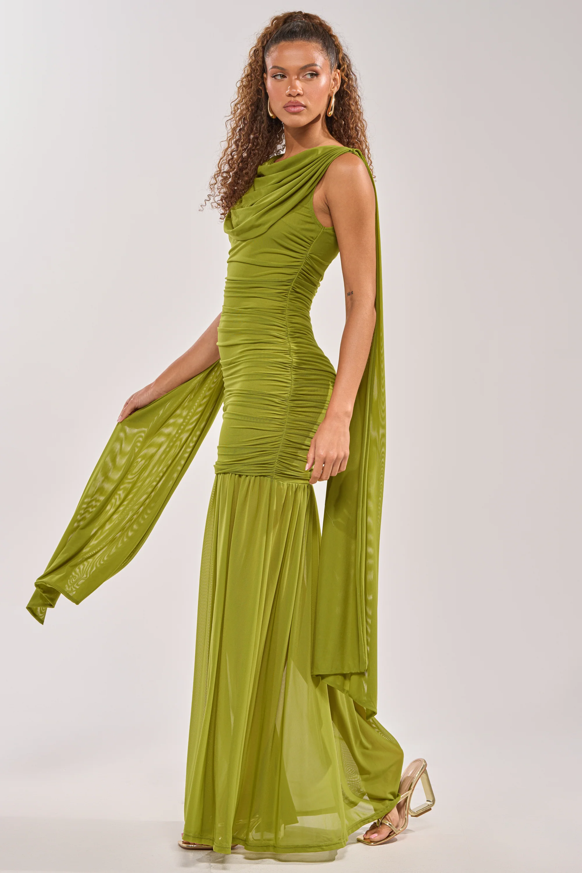 TRENDSETTER ENERGY LAYERED MAXI DRESS IN GREEN - Image 5