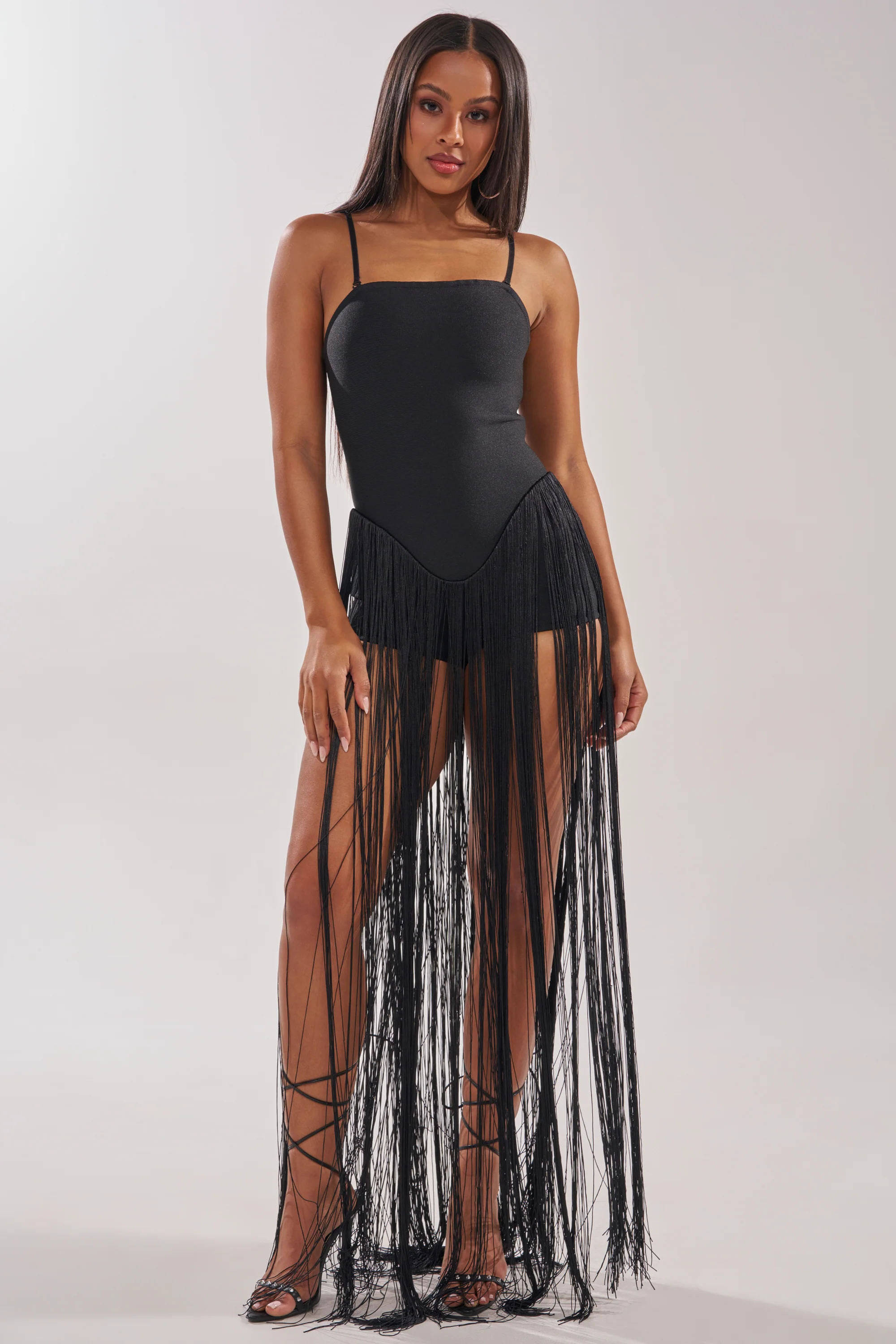 TRY ME STRAPLESS FRINGE MAXI DRESS - Image 2