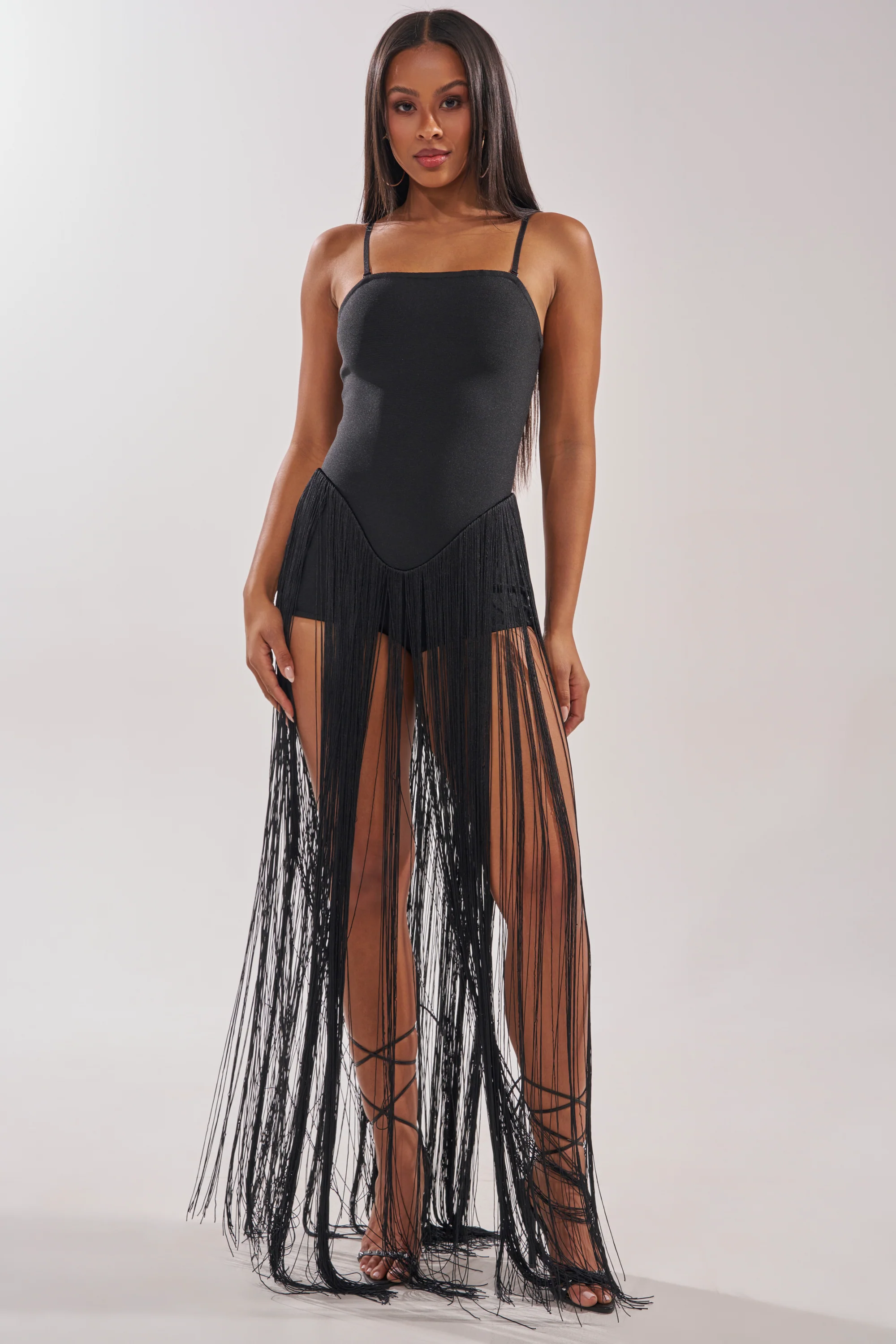TRY ME STRAPLESS FRINGE MAXI DRESS - Image 3