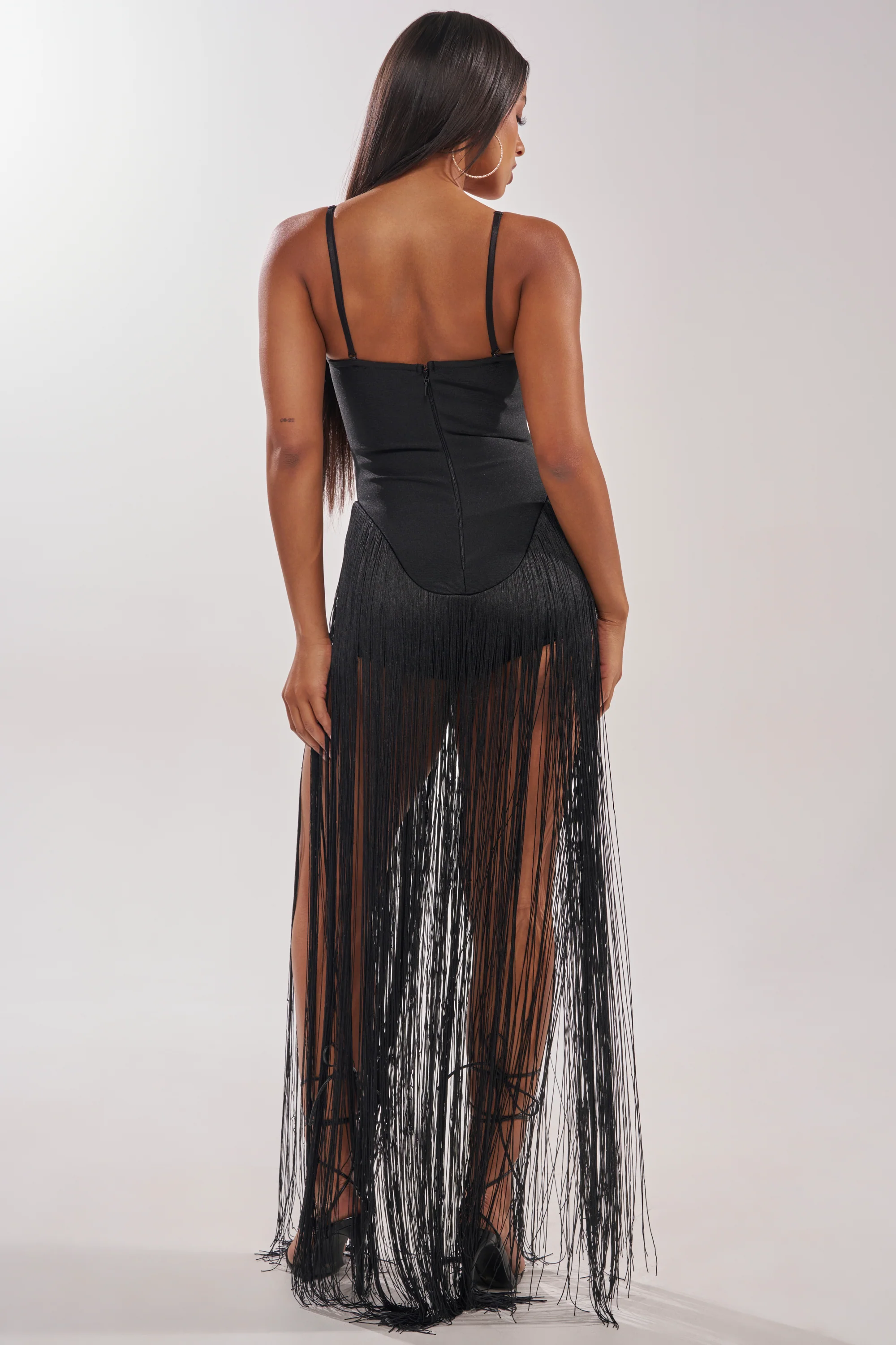 TRY ME STRAPLESS FRINGE MAXI DRESS - Image 5