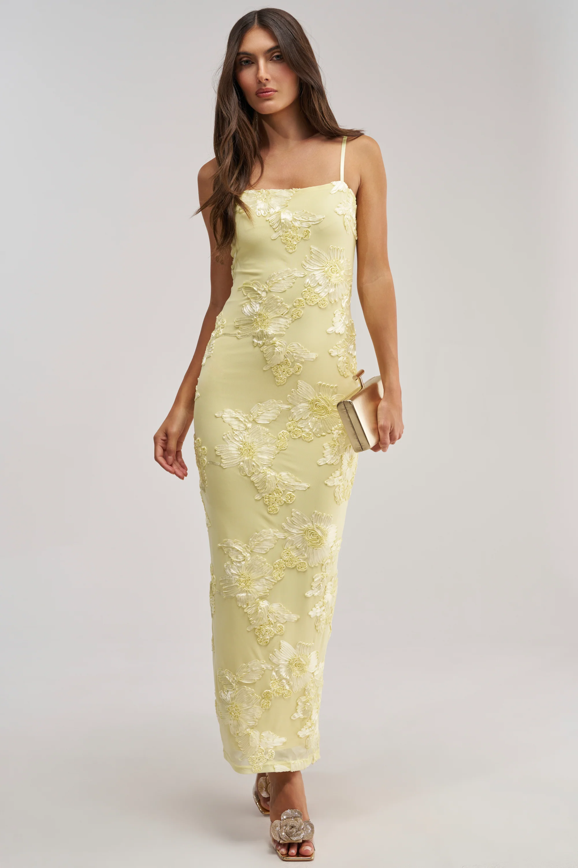 TRY TO KEEP UP FLORAL MIDI DRESS IN YELLOW