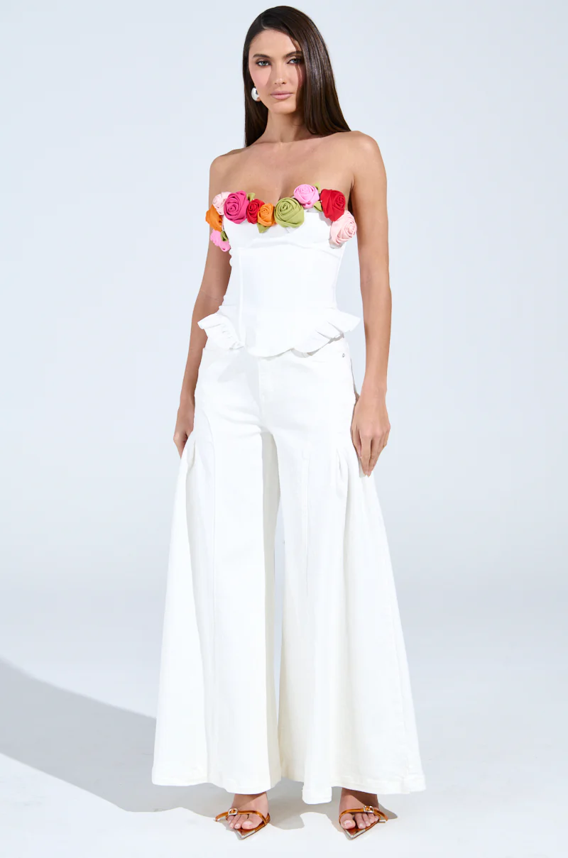 UNLEASH YOUR INNER DIVA FLOWER TRIM CORSET TOP - Image 6