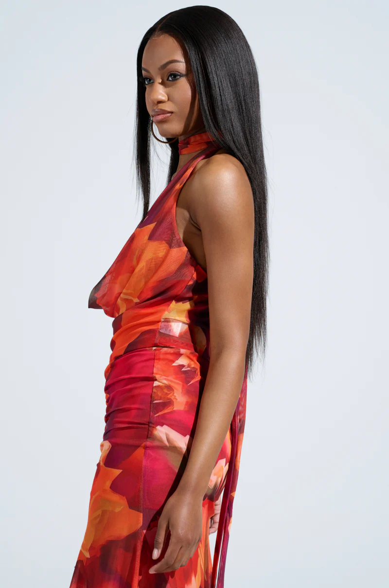 UP IN FLAMES SCARF DETAILED COWL NECK BLOUSE - Image 4