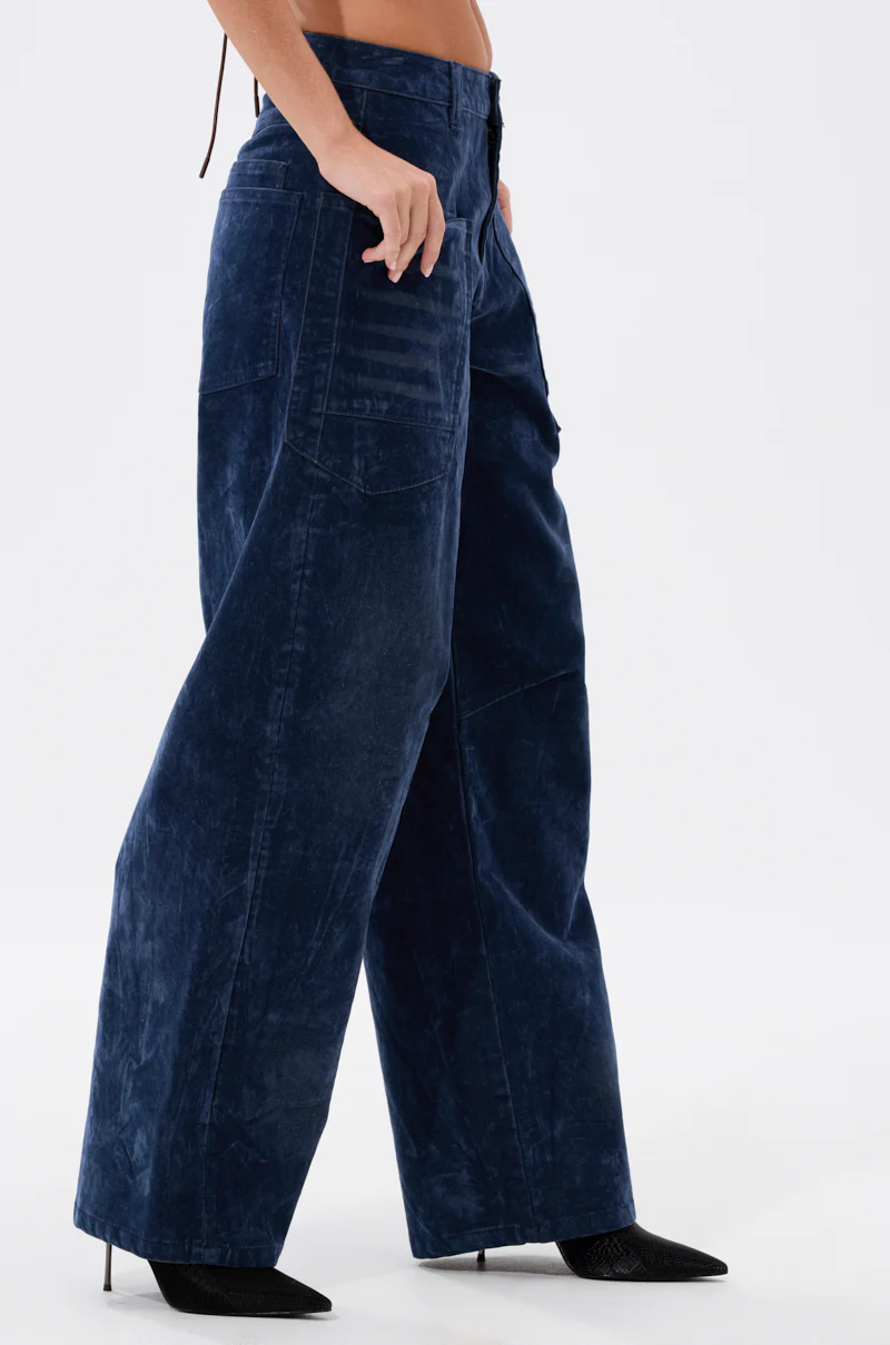 VALERIE VELVET EFFECT WIDE LEG PANT IN BLUE - Image 5