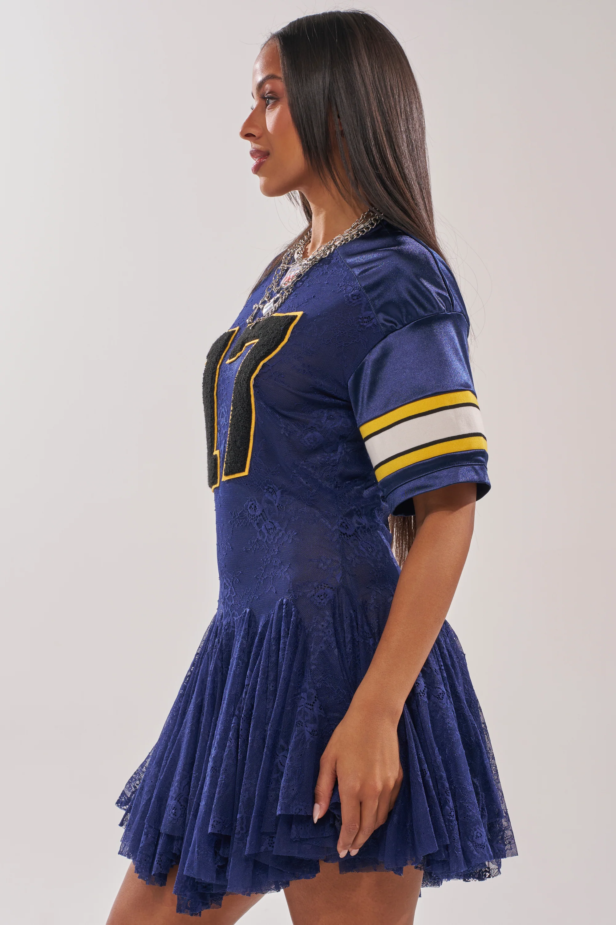 VARSITY BLUES LACE MINI DRESS - Image 4