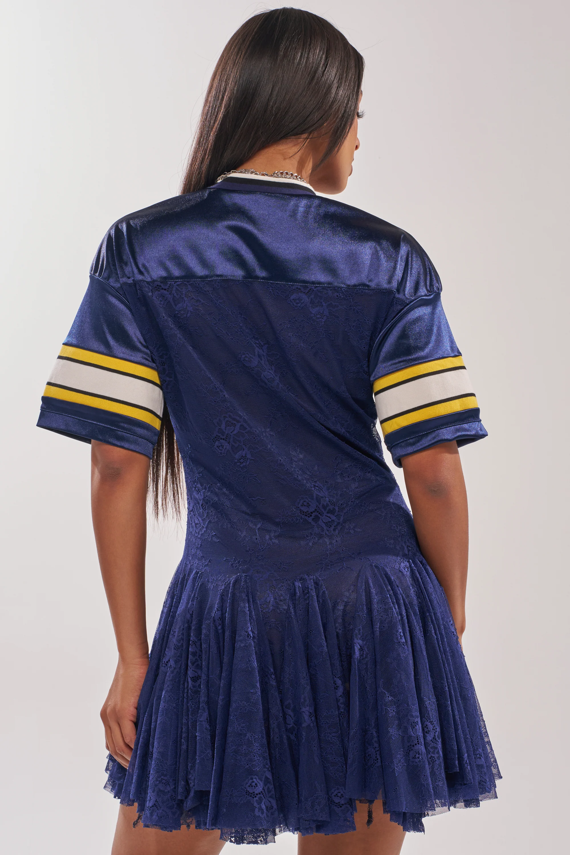 VARSITY BLUES LACE MINI DRESS - Image 5