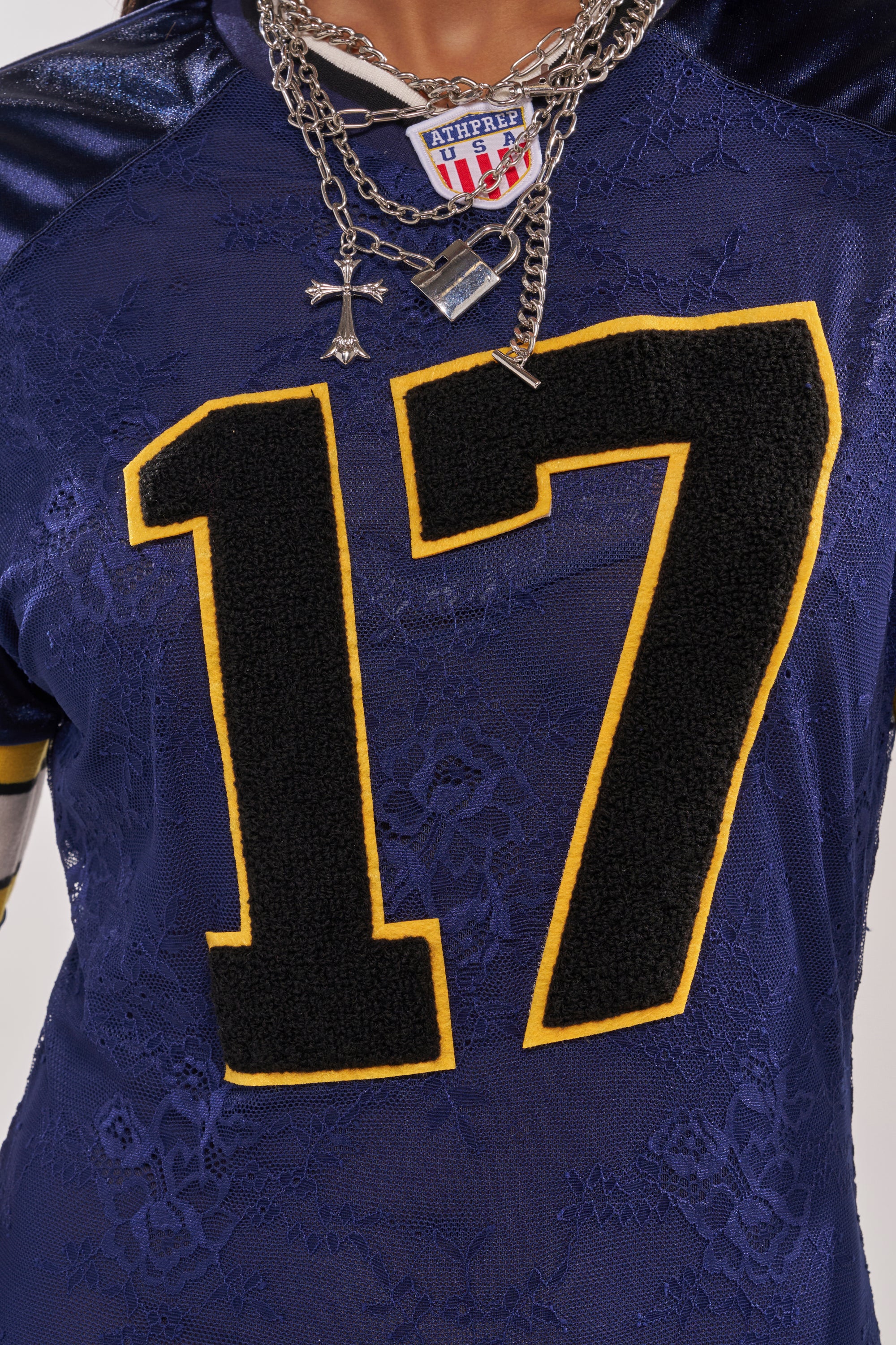 VARSITY BLUES LACE MINI DRESS - Image 8