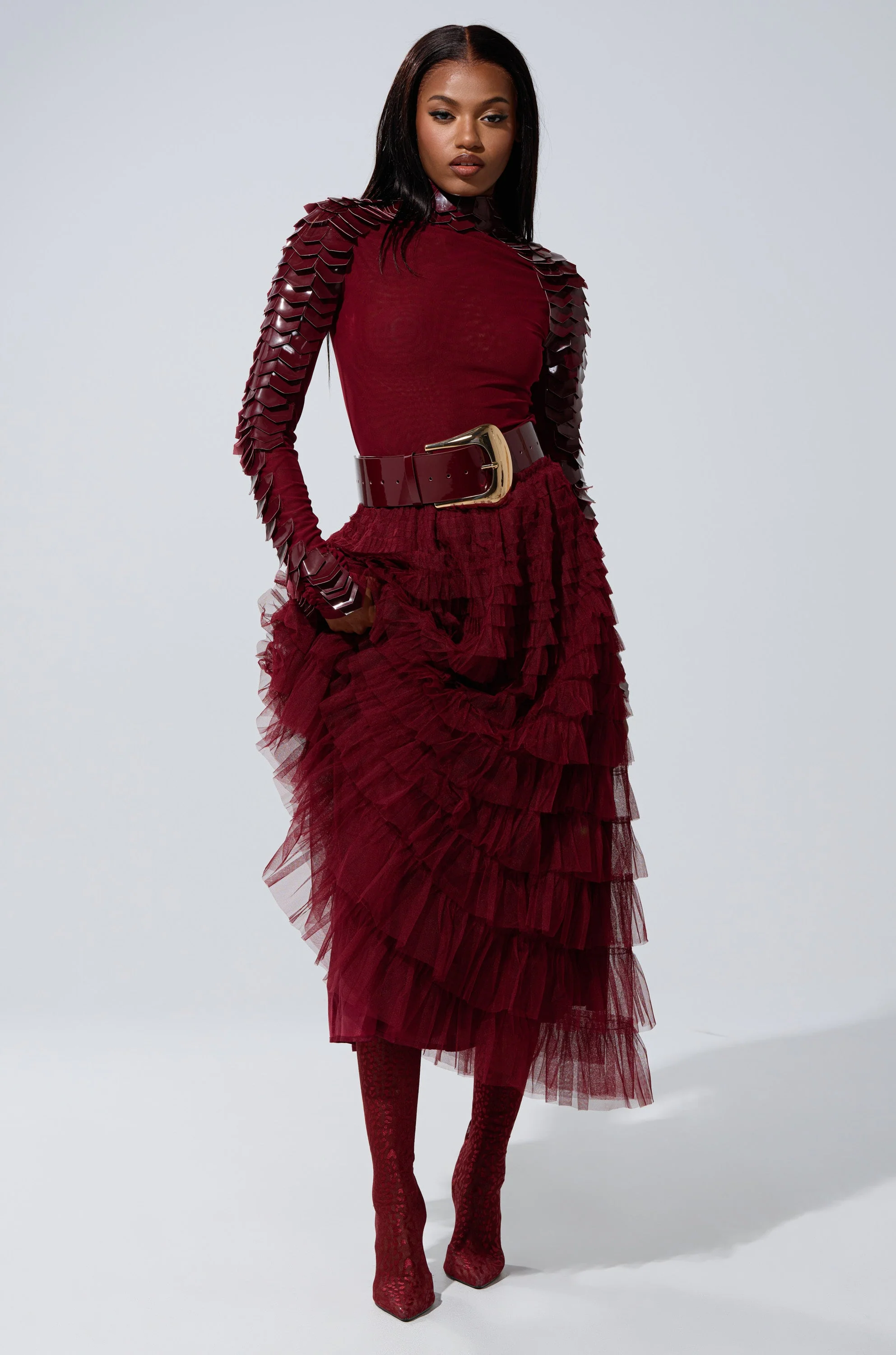 VELMA VINYL SCALE TOP IN BURGUNDY - Image 7
