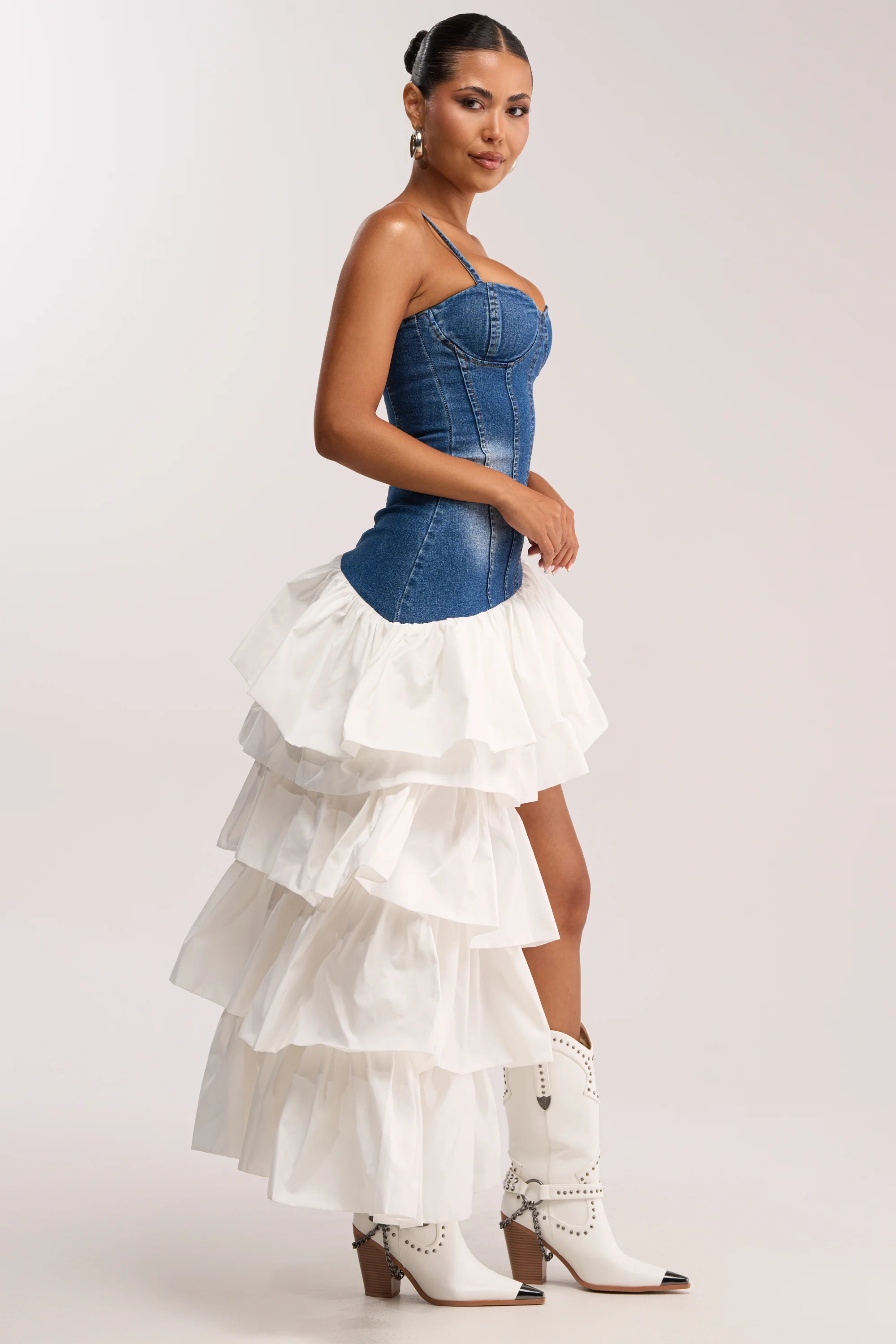 WEB CRUSH MAXI DRESS IN DARK DENIM - Image 4
