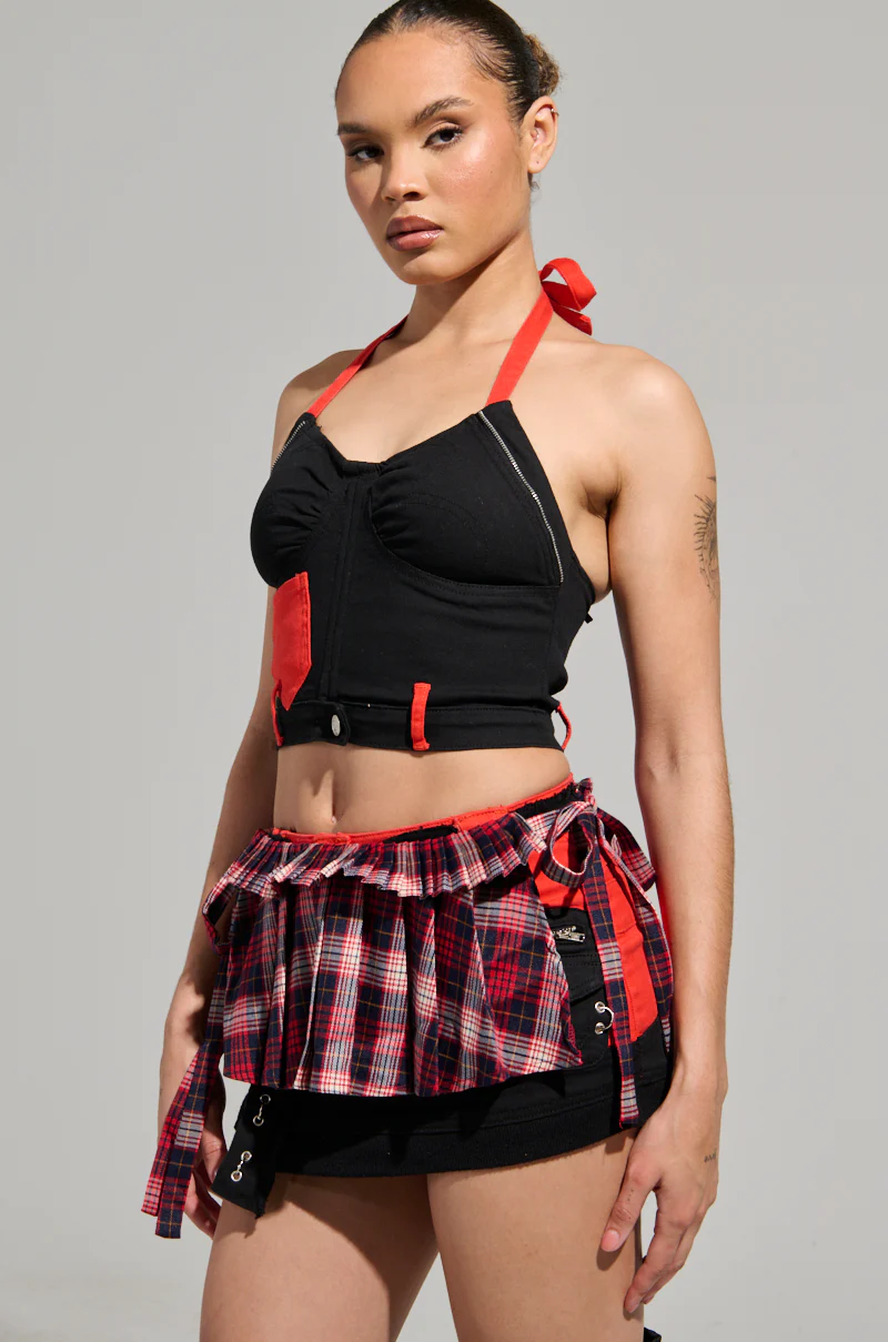 WHEN IN LONDON TIE SIDE BELT SKIRT - Image 5