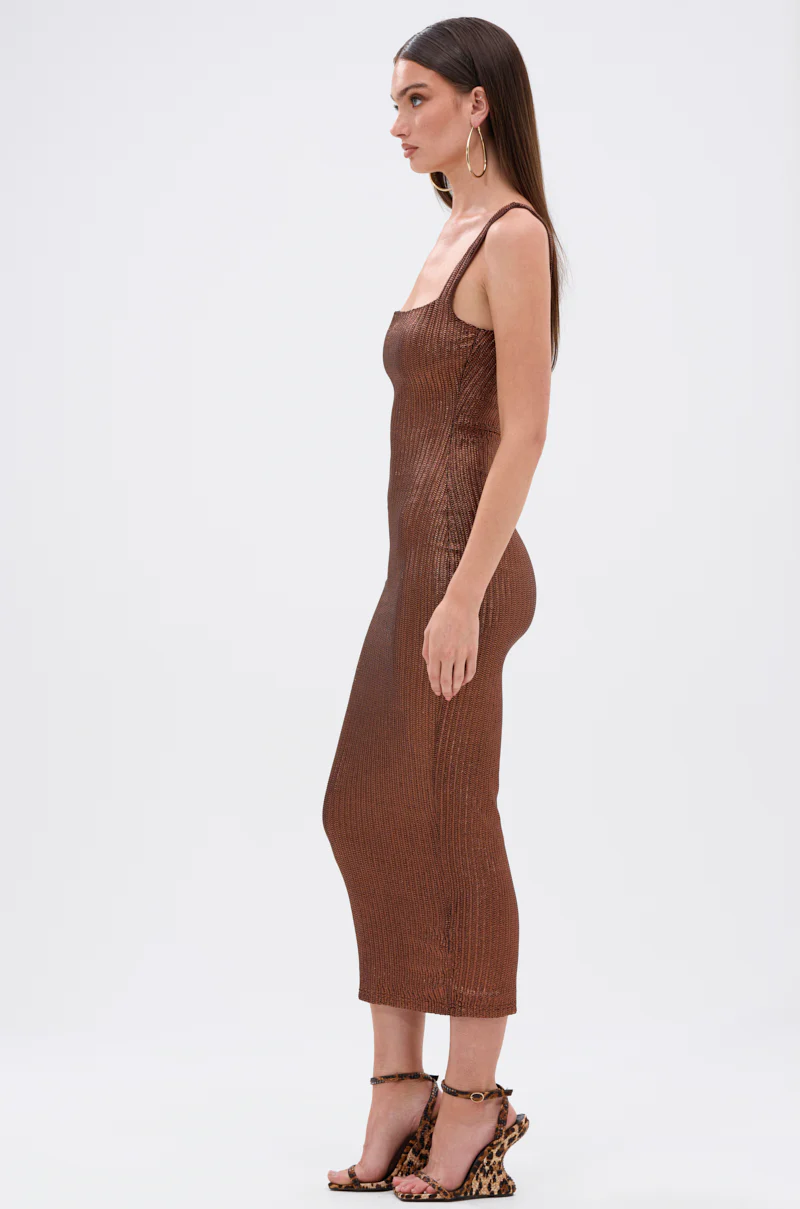 WHY NOT METALLIC MIDI DRESS IN BRONZE - Image 5