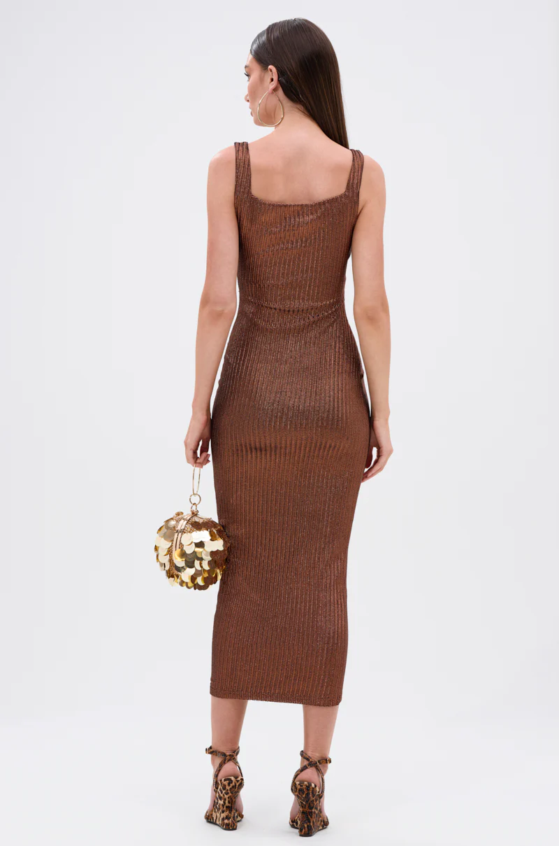 WHY NOT METALLIC MIDI DRESS IN BRONZE - Image 6